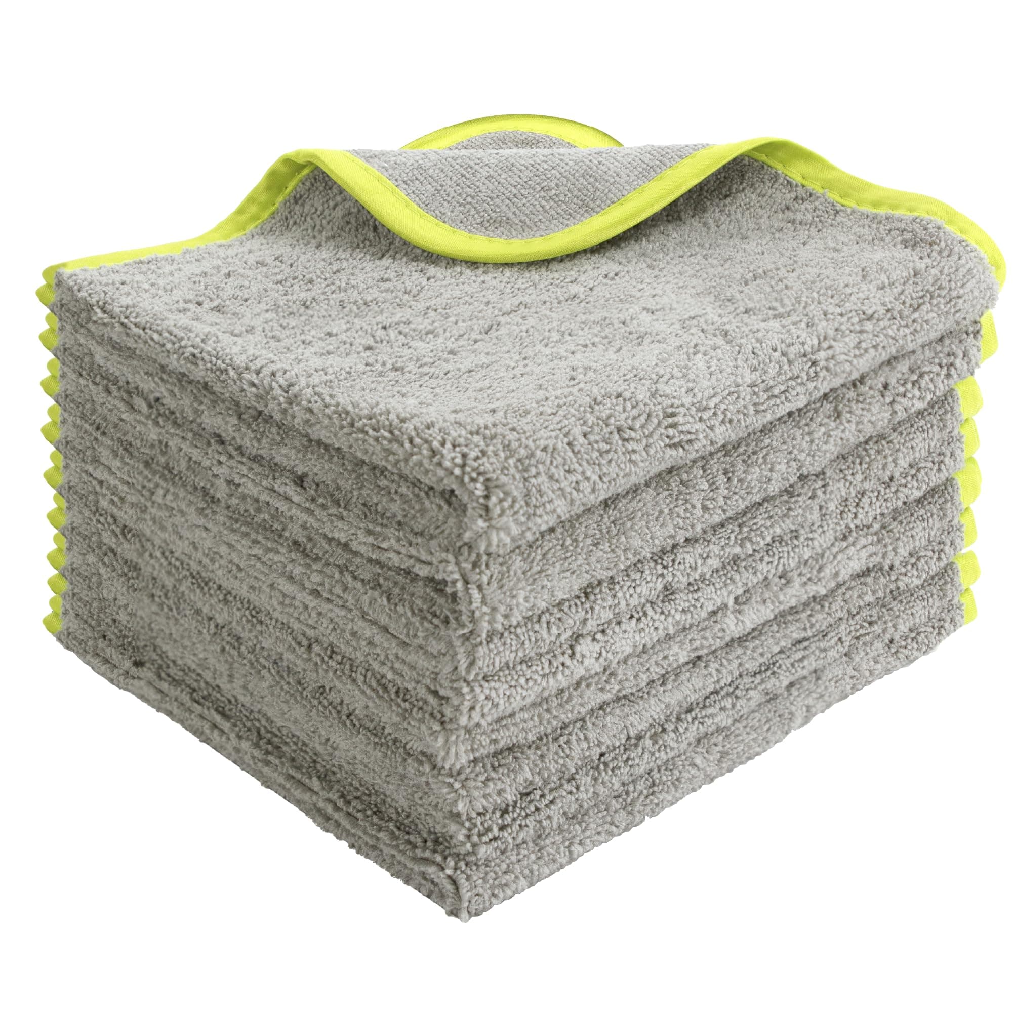 Utility Microfiber Towel for Car Interior and Exterior Use, Professional Towels for Detailing and Car Wash Kit, 350gsm, Grey, 16 Inch x 16 Inch, 8 Pack