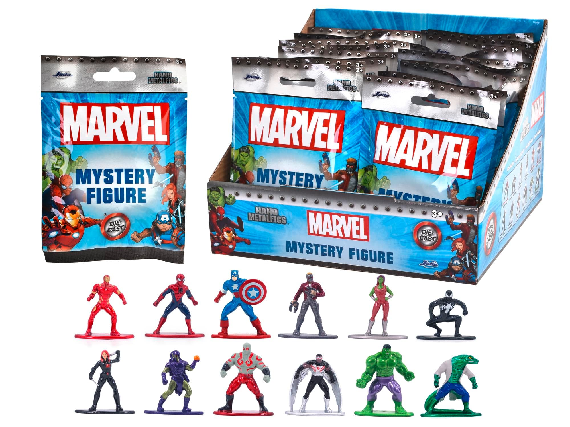 Jada Toys 253221016 Marvel Nano Figures Blind Pack Marvel Metal Collectible Figures in Blind Pack, 4 cm, from 3 Years, Random Selection, Black