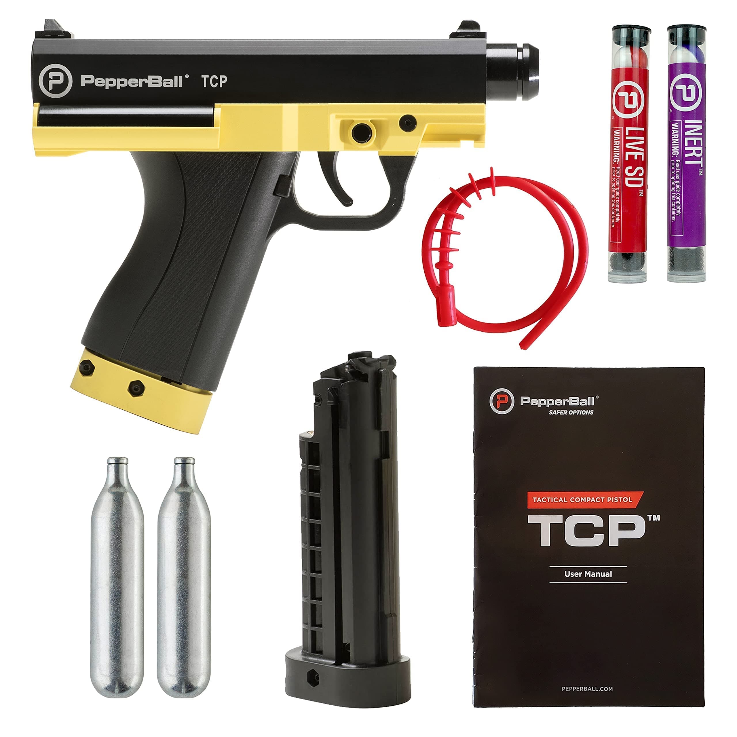 PepperBall TCP Personal Defense Launcher, Non-Lethal Semi-Automatic Tactical Combat Pistol, Police Grade Pepper Ball Gun for Self Defense