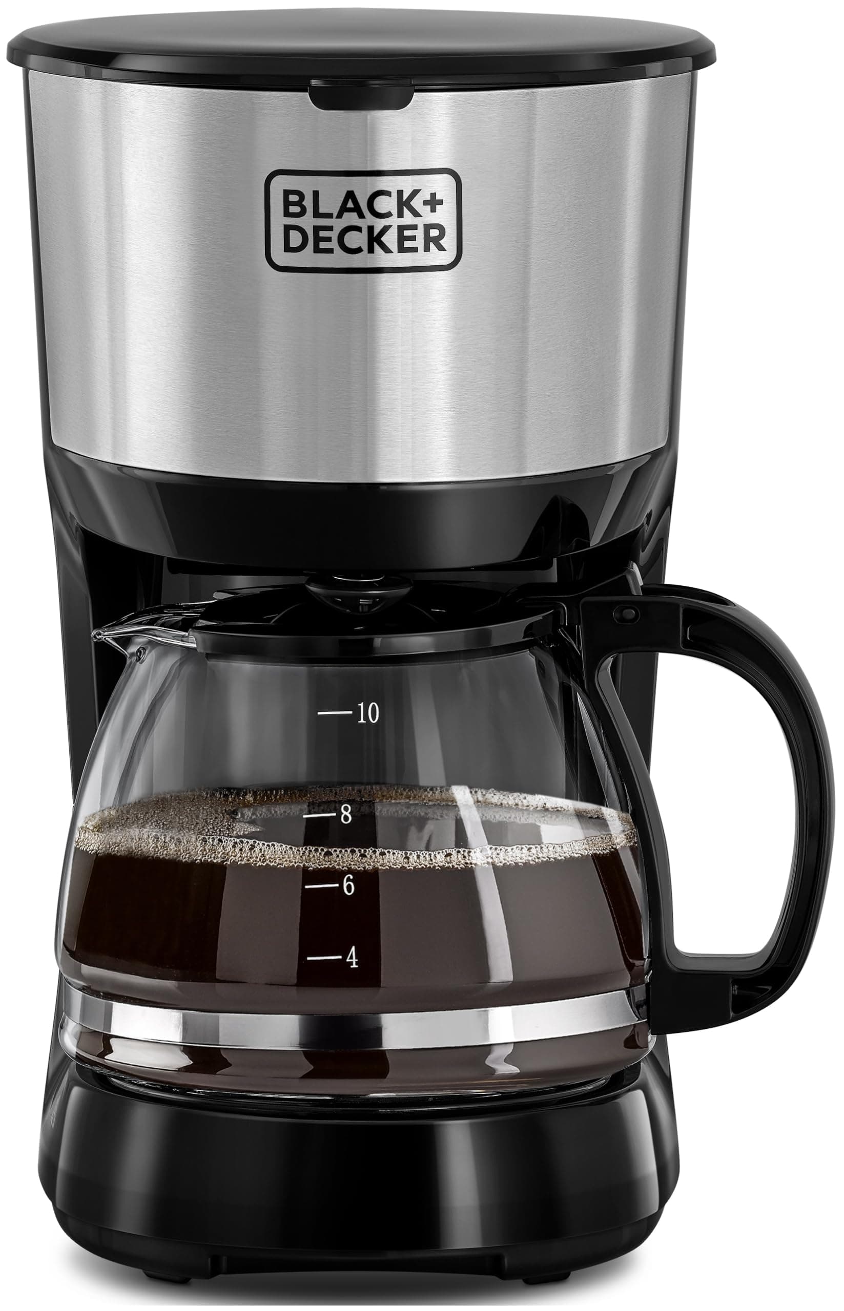 Black+Decker 750W 10 Cup Coffee Maker/Coffee Machine With Glass Carafe For Drip Coffee, Silver/Black - Dcm750S-B5, 2 Years Warranty