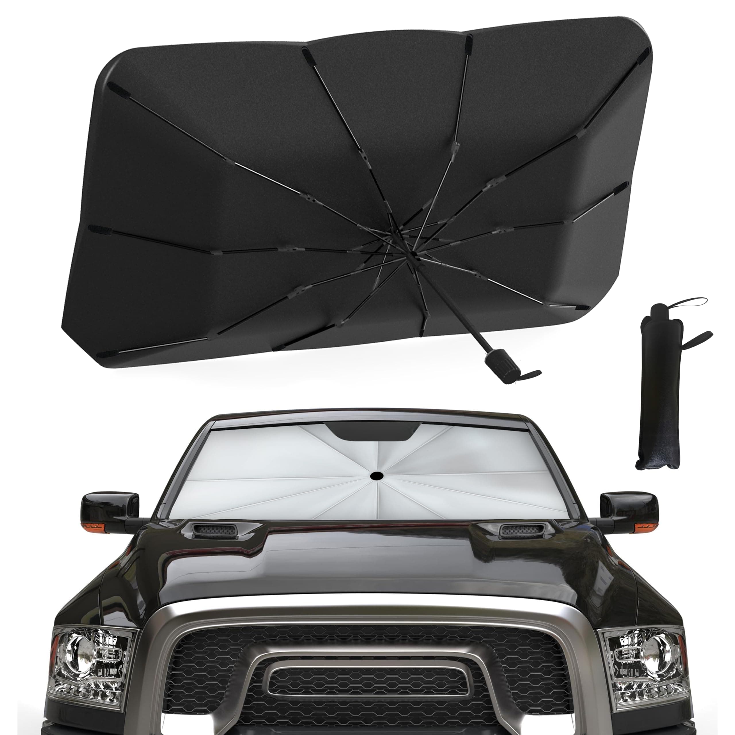 Car Umbrella Windshield Sun Shade | Universal Fit Foldable Car & Truck Sun Shade | Double Layer Windshield Cover for SUV, Sedan & Truck | Sun Shade Cover for Front Baby Window Shades - 57"x30"