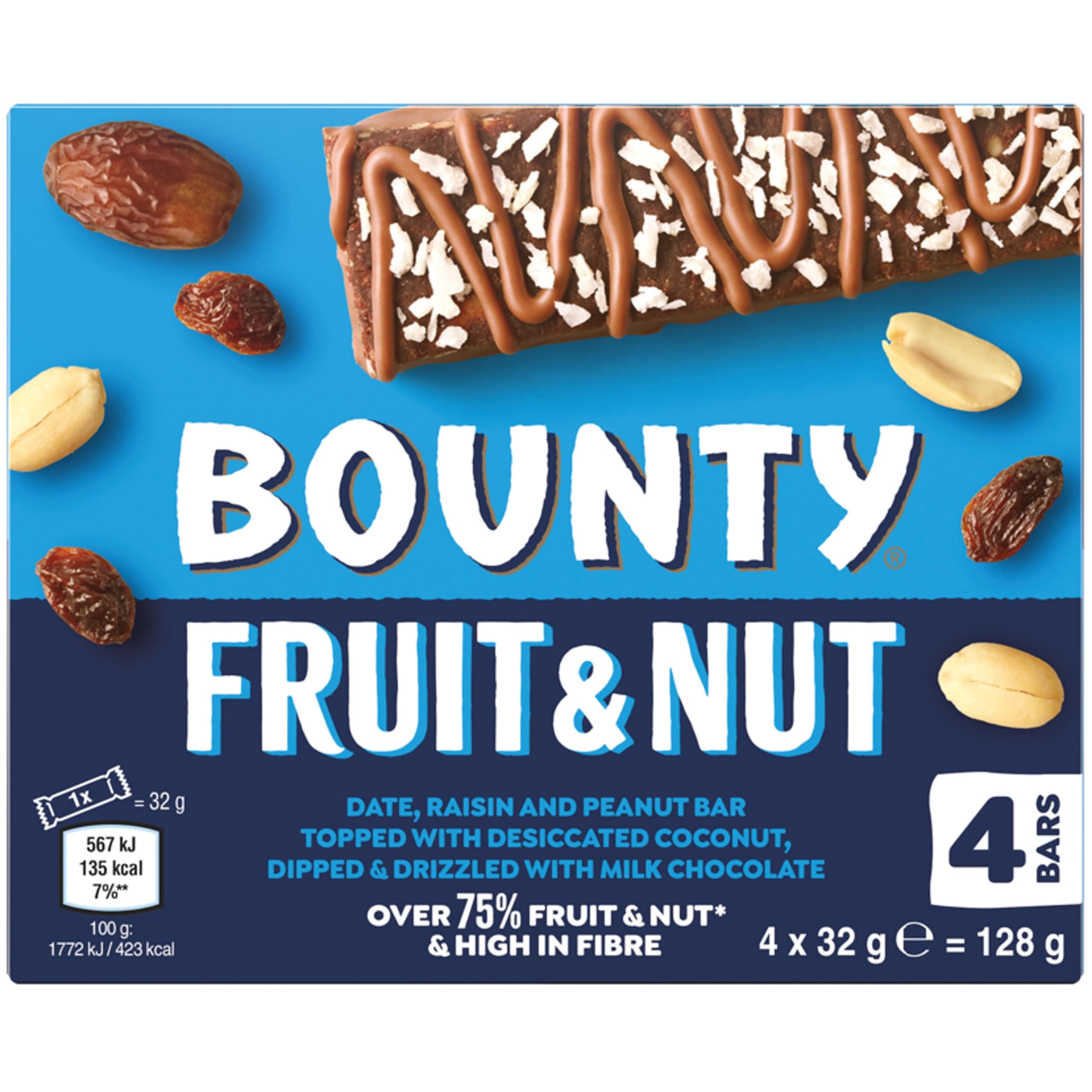 Fruit & Nut Milk Chocolate Snack Bars Multipack 4 Bars x 32g