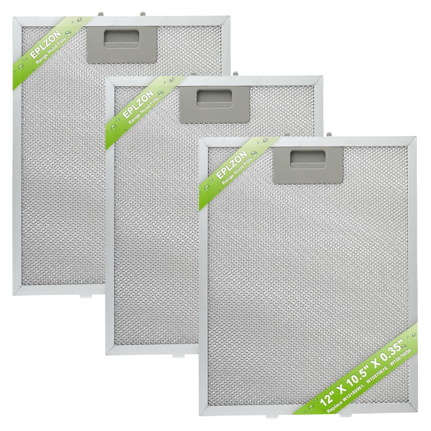 W10169961A Range Hood Filter Replacement 5 Layer Aluminum Mesh Hood Grease Filter Fit for Whirlpool, Kitchen Aid, Jenn-Air Range Hoods(3PCS)