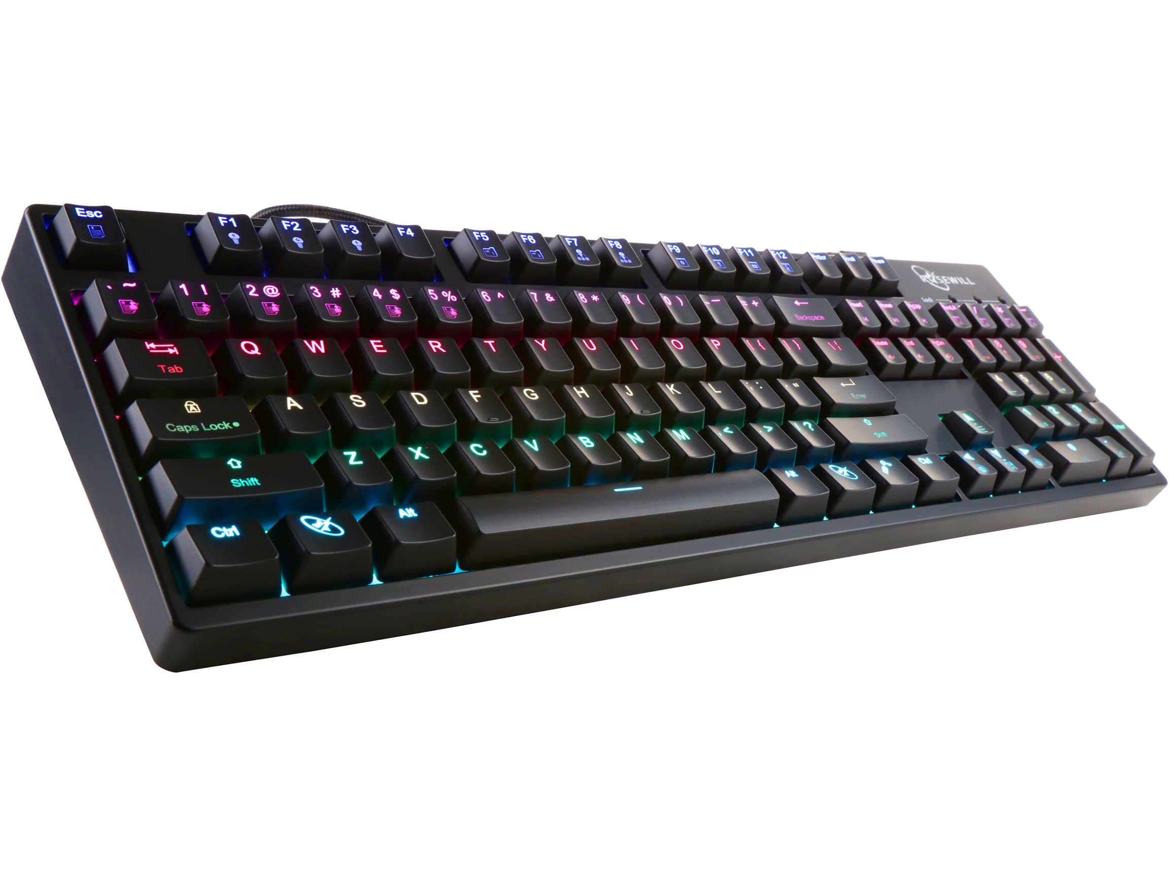 Rosewill Clicky Mechanical Gaming Keyboard with Cherry MX RGB Brown Switch, Backlit RGB LED gaming keyboard with Macros & 104 Key Full Size Keyboard for PC & Computers (RK-9000V2 RGB BR)