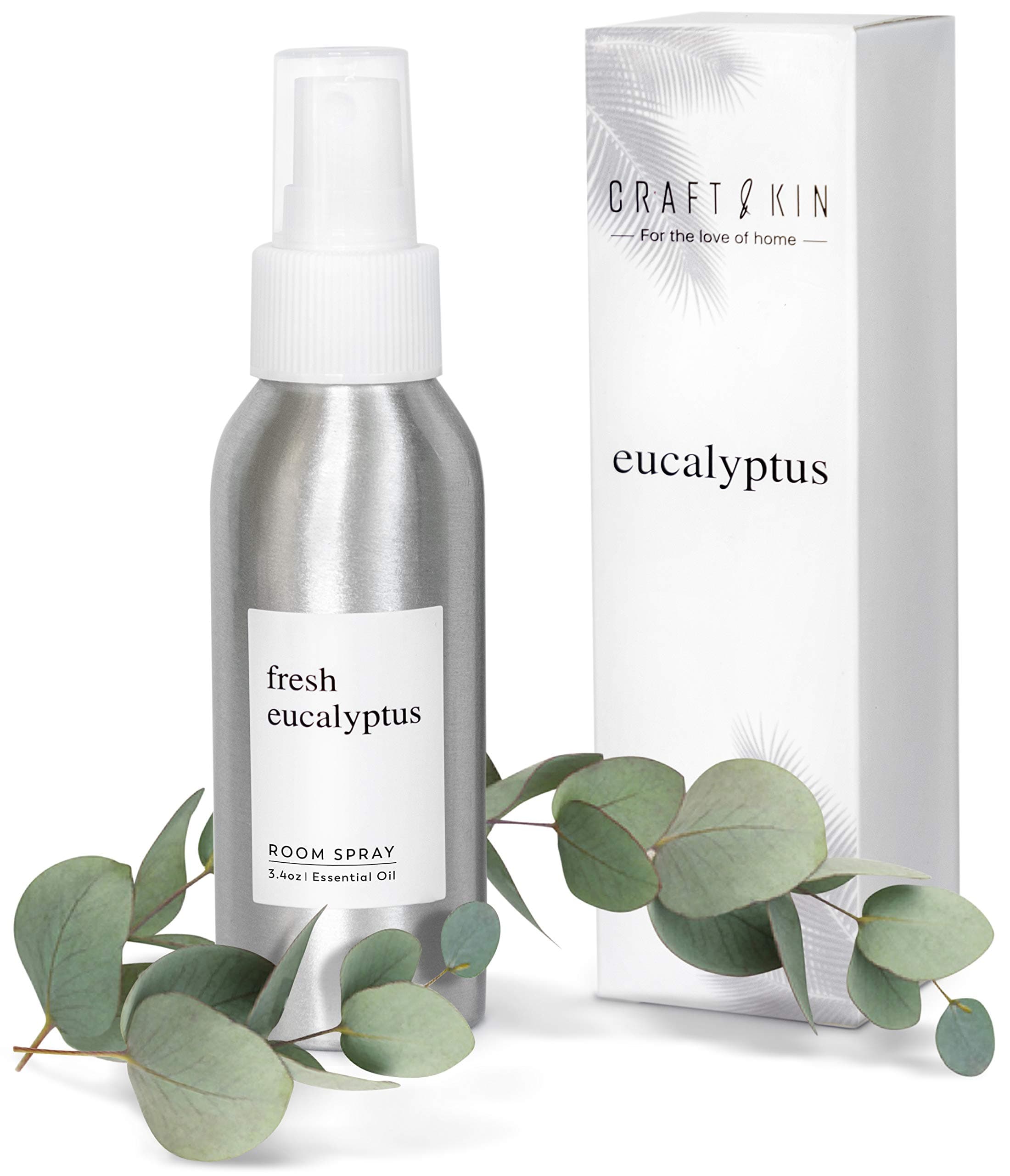 Craft & Kin Eucalyptus Room Spray for Pillows and Bedding, Long-Lasting Room Freshener, Soothing Aroma Mist for Home and Sheets, 3.4 oz