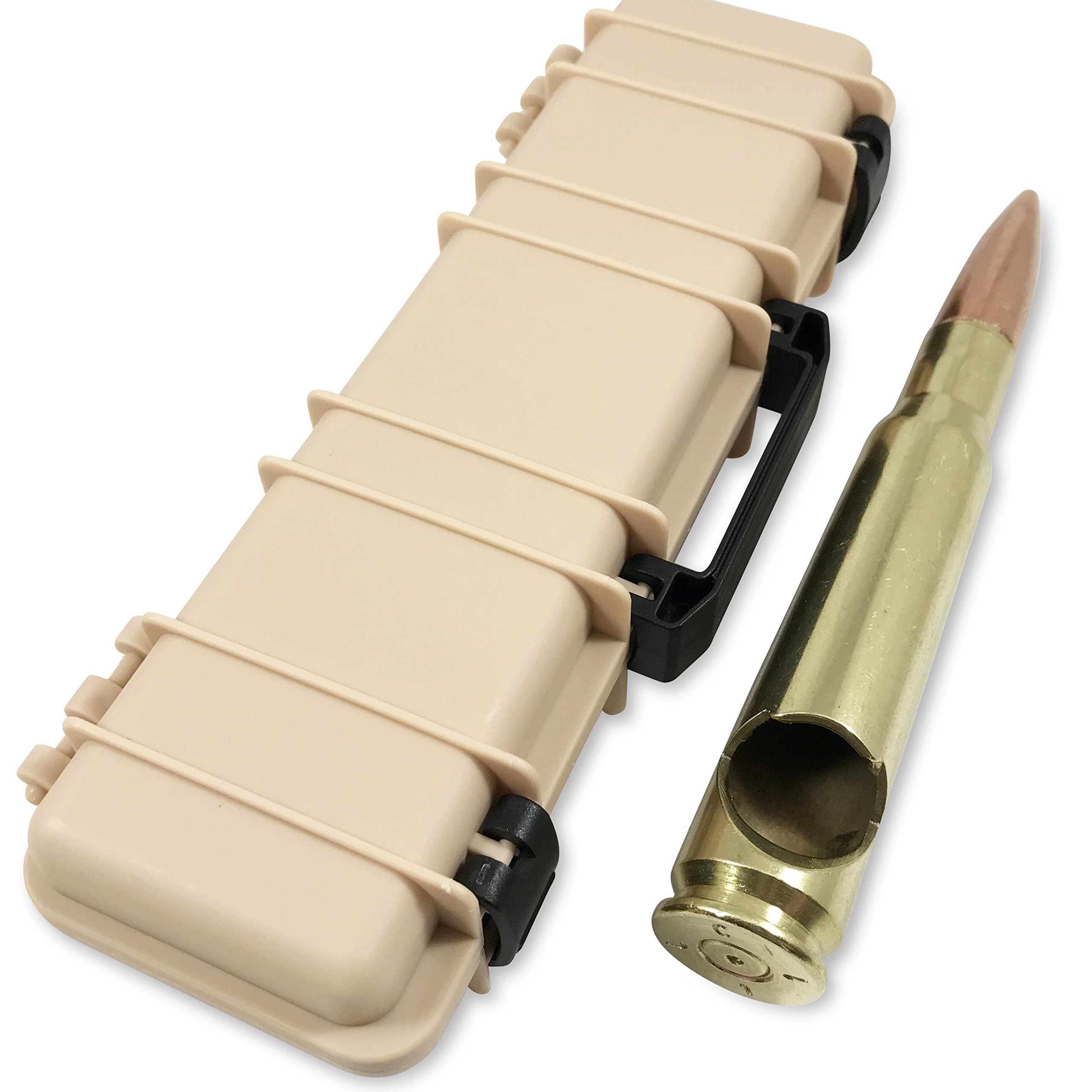 50 Caliber BMG Bottle Opener Real Authentic Polished Brass - Made in the USA - Rifle Case Gift Box Included (Desert Tan)