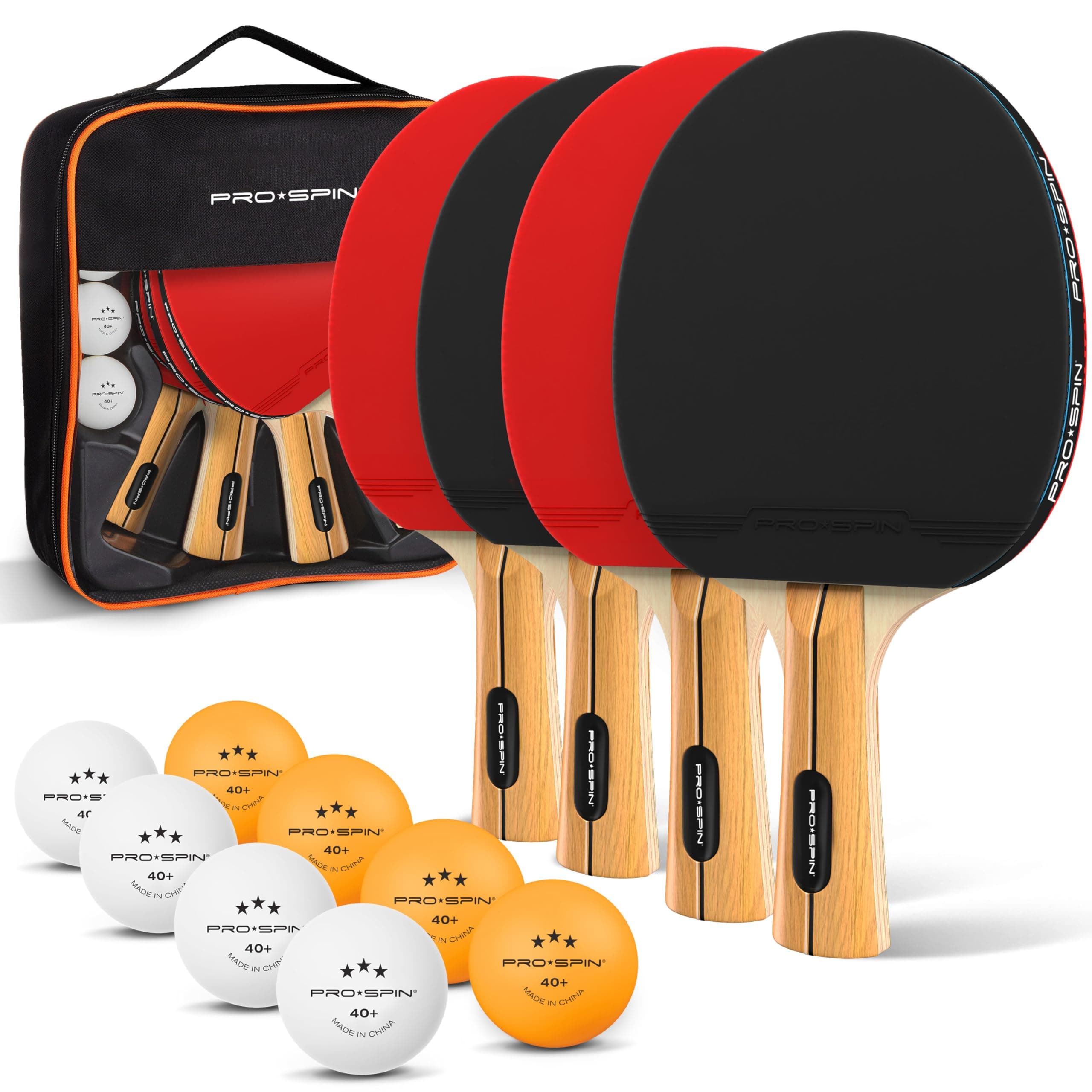 PRO-SPIN Ping Pong Paddles - High-Performance Set with Premium Table Tennis Rackets, 3-Star Ping Pong Balls, Compact Storage Case | Professional Quality Ping Pong Paddle Set | Indoor & Outdoor Games