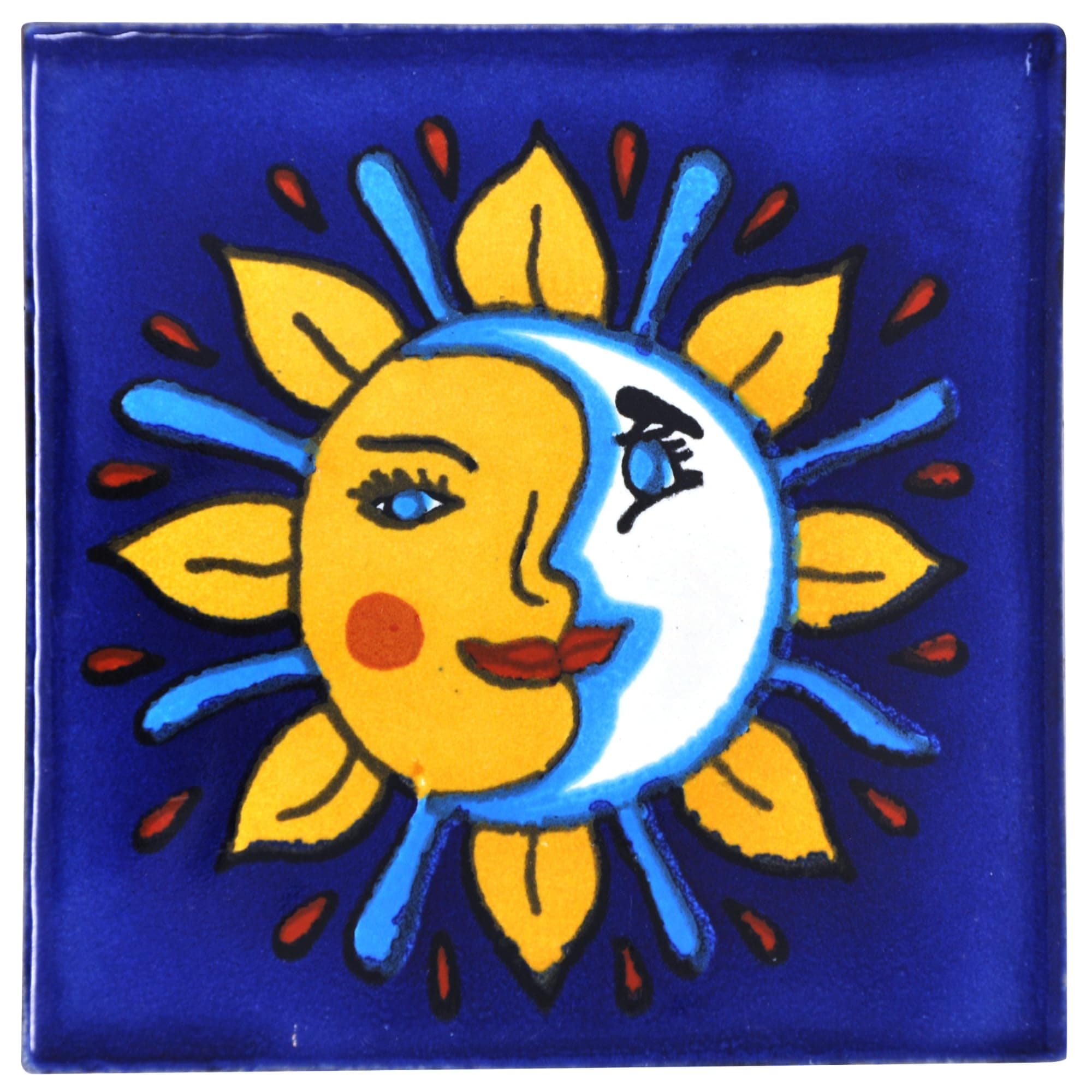 Tumia LAC Handmade Mexican Talavera Tile - Authentic Style Hernan Ceramic Tiles for Crafts, Backsplashes and Home Improvement
