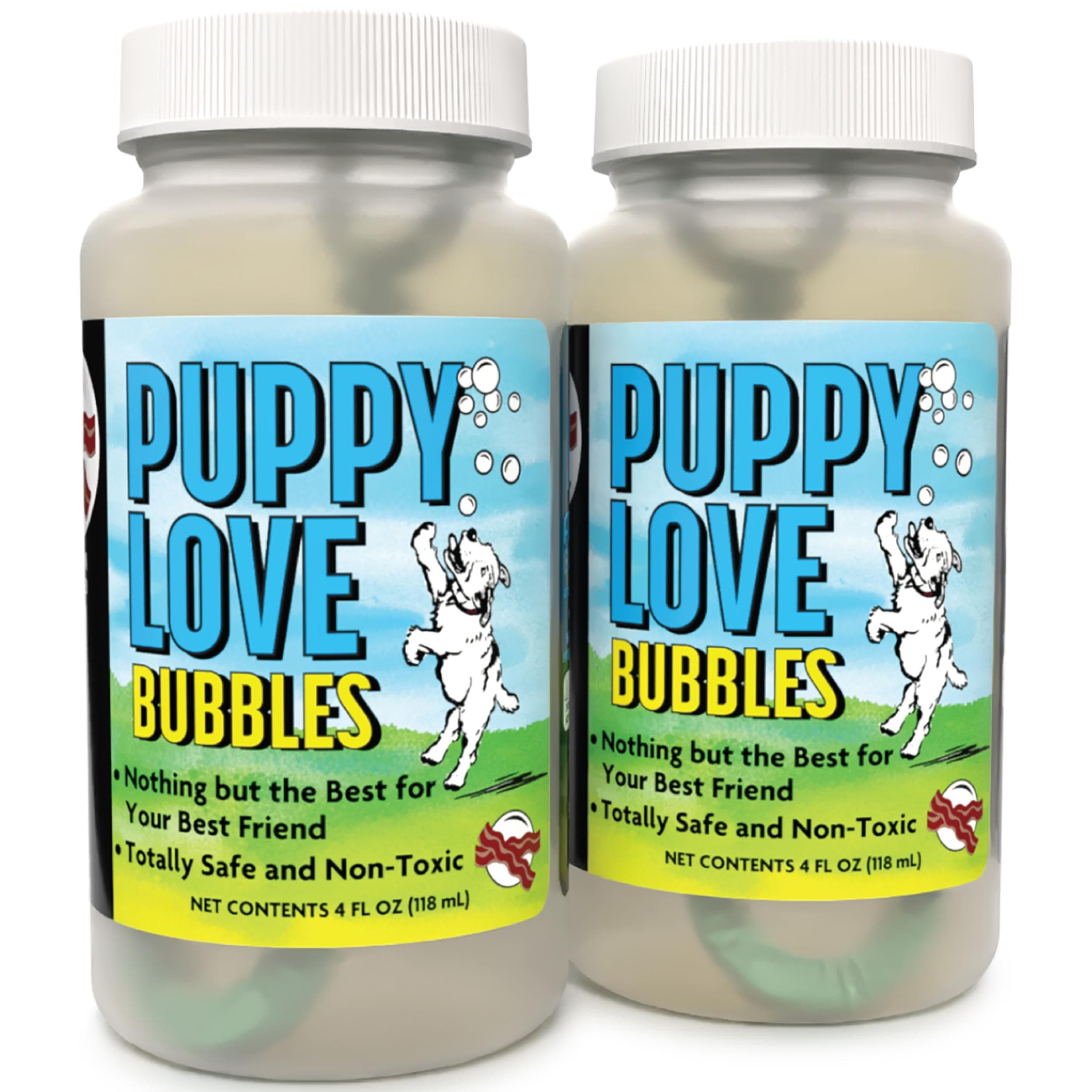 Puppy Love Bubbles, Bacon Scented Bubbles 4oz. Bottle-2 Pack in Bacon Flavor for Dogs