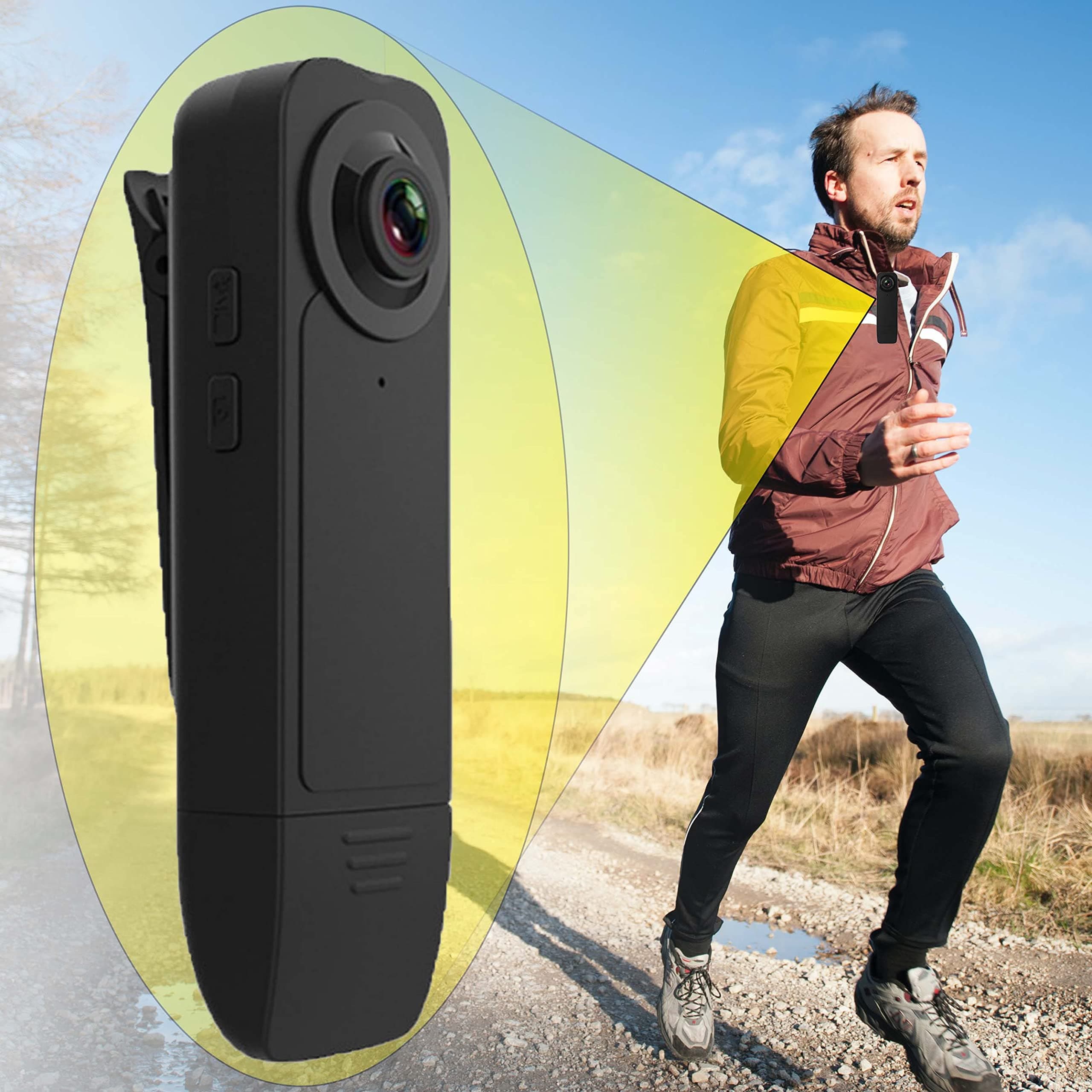 Small Body Camera 64GB 1080P Full HD Mini Cam Body Wear Camera, Bike Cameras Cycling Video Recorder, Portable Pocket Cams with Back Clip, Video & Audio Recording, Motion Activated