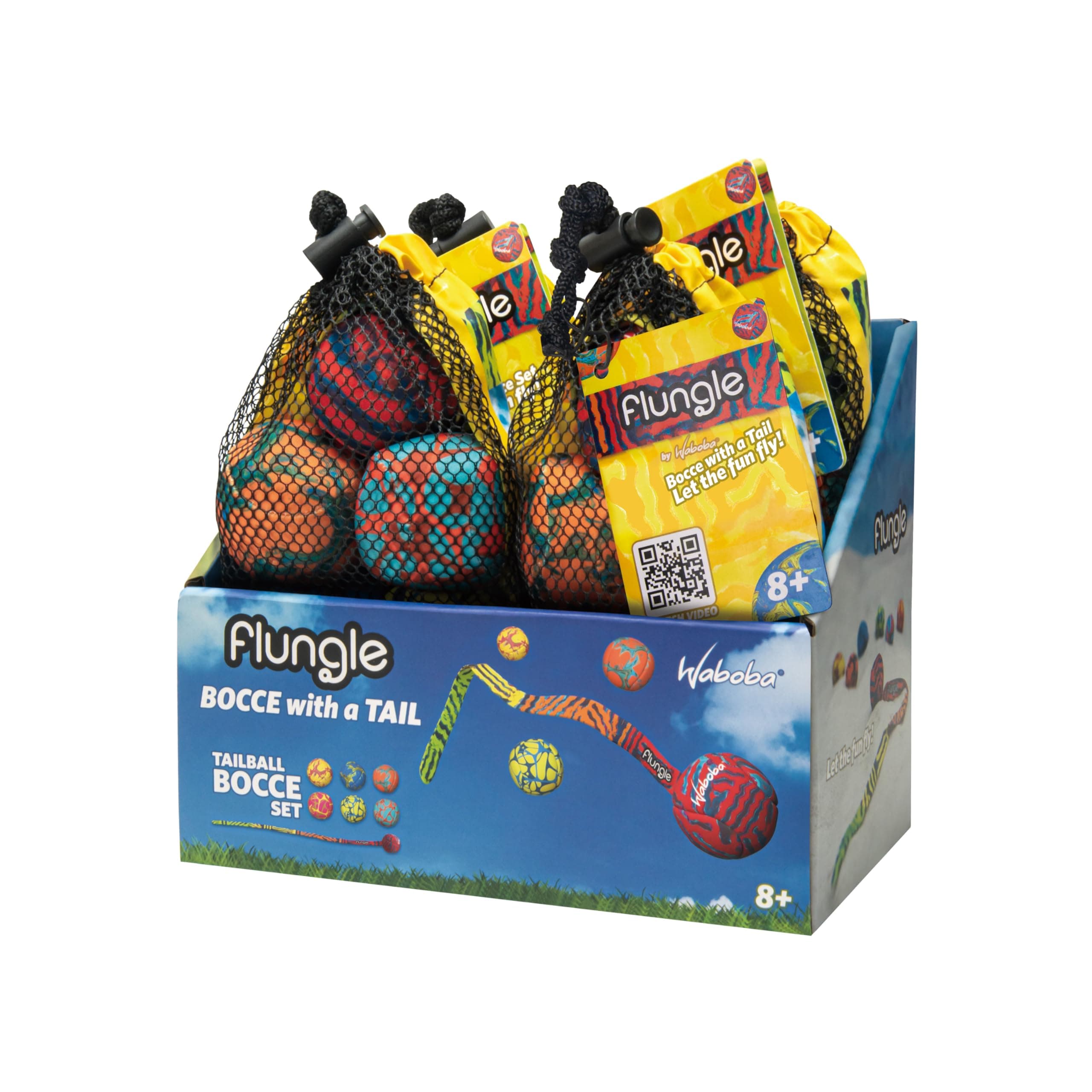 FLUNGLE Ball Toss Game Bocce with a Tail — 2-6 Player Game — Fun Yard Game and Beach Game for Family and Friends