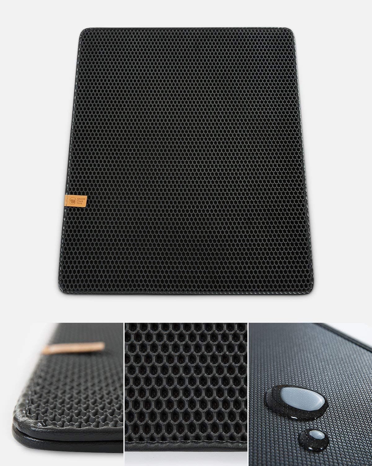 Smiling Paws Pets Alpha Paw Cat Litter Box Mat - Non-Slip Litter Trapping Mat, Waterproof Mat, Scratch and Tear Proof - Durable Kitty Litter Catching Mat, Indoor Pet Rug, Keep Floor Clean