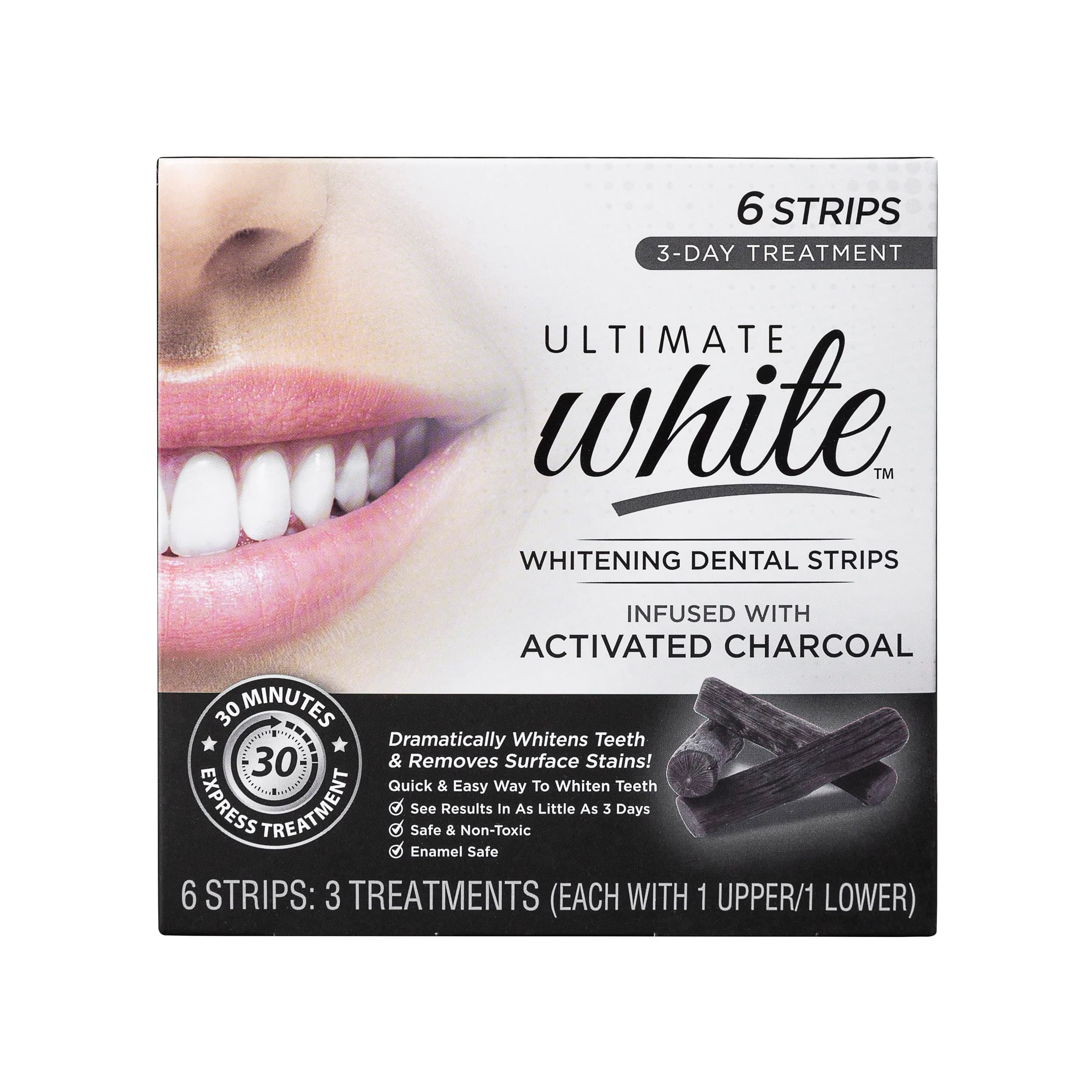 Ultimate White Teeth Whitening Strip Set with Activated Charcoal, Teeth Whitening Kit, Oral Care, Beauty & Personal Care, Self Care Kit, Teeth Stain Remover, Teeth Whitener, 6 Pieces