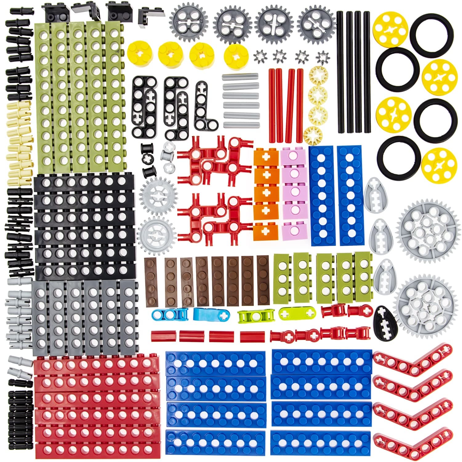 184pcs Technic-Parts Compatible with Lego, Technic-Beam-Gears-Axles-Pins-Wheels Absorbers-Shocking Differential Tires Tracks for Technic-Project(Random Color)