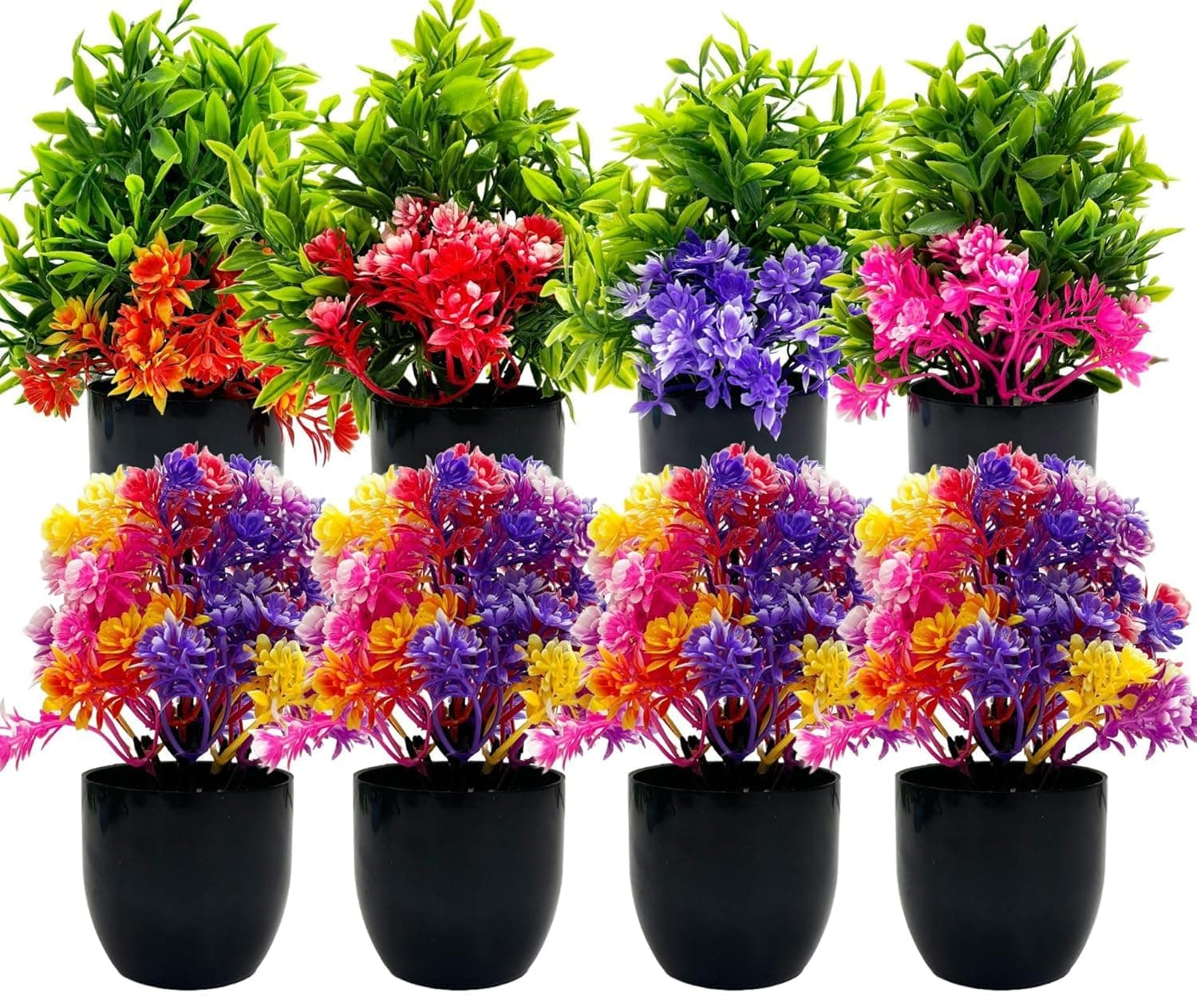 Dekorly Artificial Potted Plants, Artificial Plastic Eucalyptus Plants Small Indoor Potted Houseplants, Small Faux Plants for Home Decor Bathroom Office Farmhouse (Black-Roundpot)