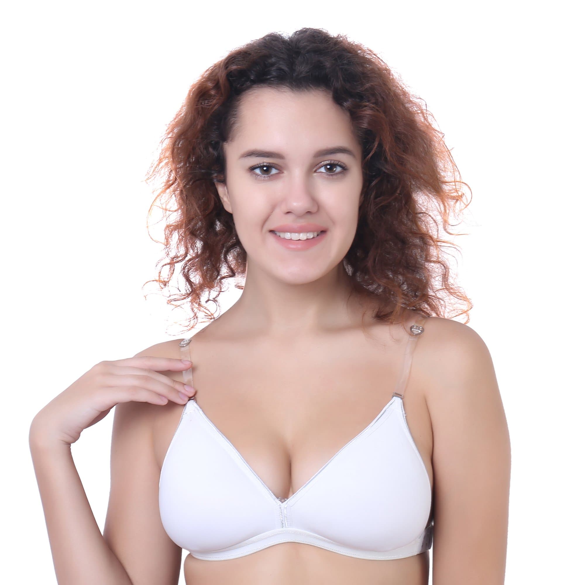 Ossirrio Women's Backless Light Padded Bra with Transparent Back Strap Comfortable Push Lingerie B, C and D Cup Bra