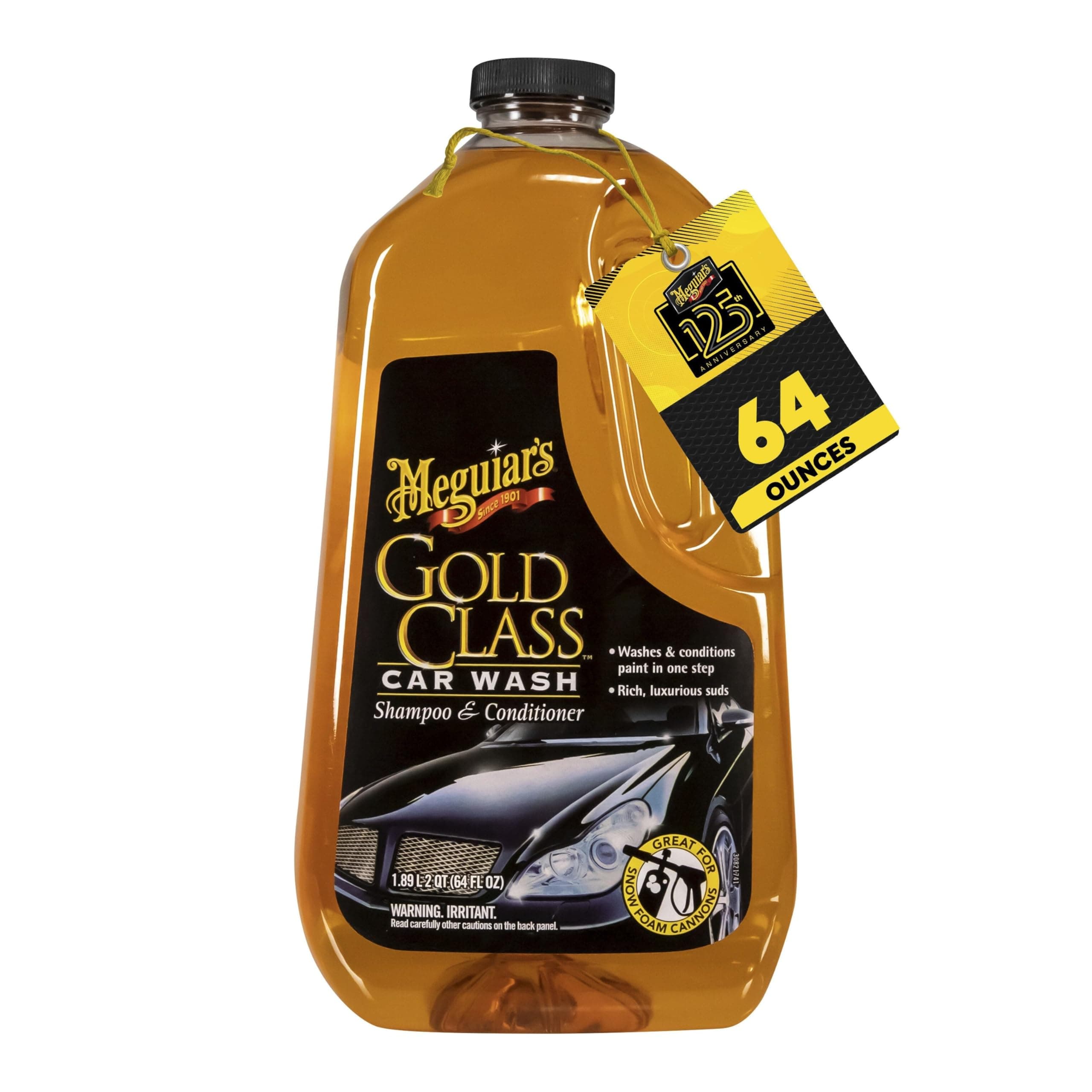 Meguiar's Gold Class Car Wash – Premium Foaming Auto Wash Soap, High Gloss Finish, Safe for Clear Coats, Deep Cleans without Removing Waxes, Car Detailing Supplies for Cars, Trucks & SUVs – 64 Oz