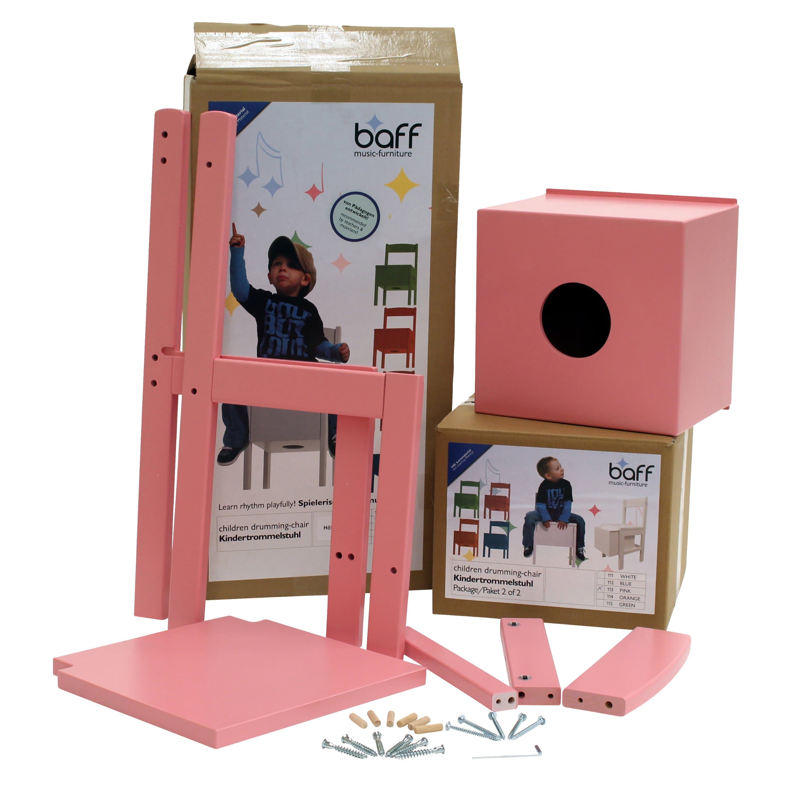 Baff Childrens Cajon Drum Chair 30Cm (Pink)