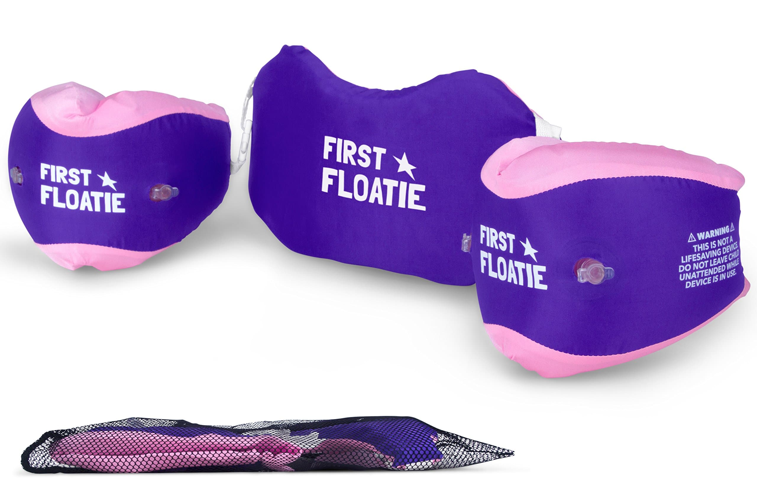 First Floatie Swim Vest Life Jacket with Detachable Soft Fabric Arm Floaties and Travel Bag