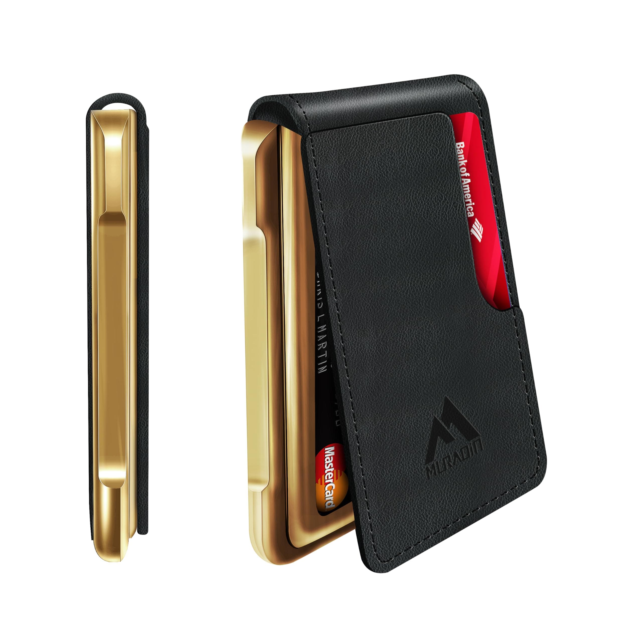 MURADINMens Wallet Tactical Bifold Wallets for Men Metal RFID Blocking Aluminum Money Cards Holder Gifts for Men