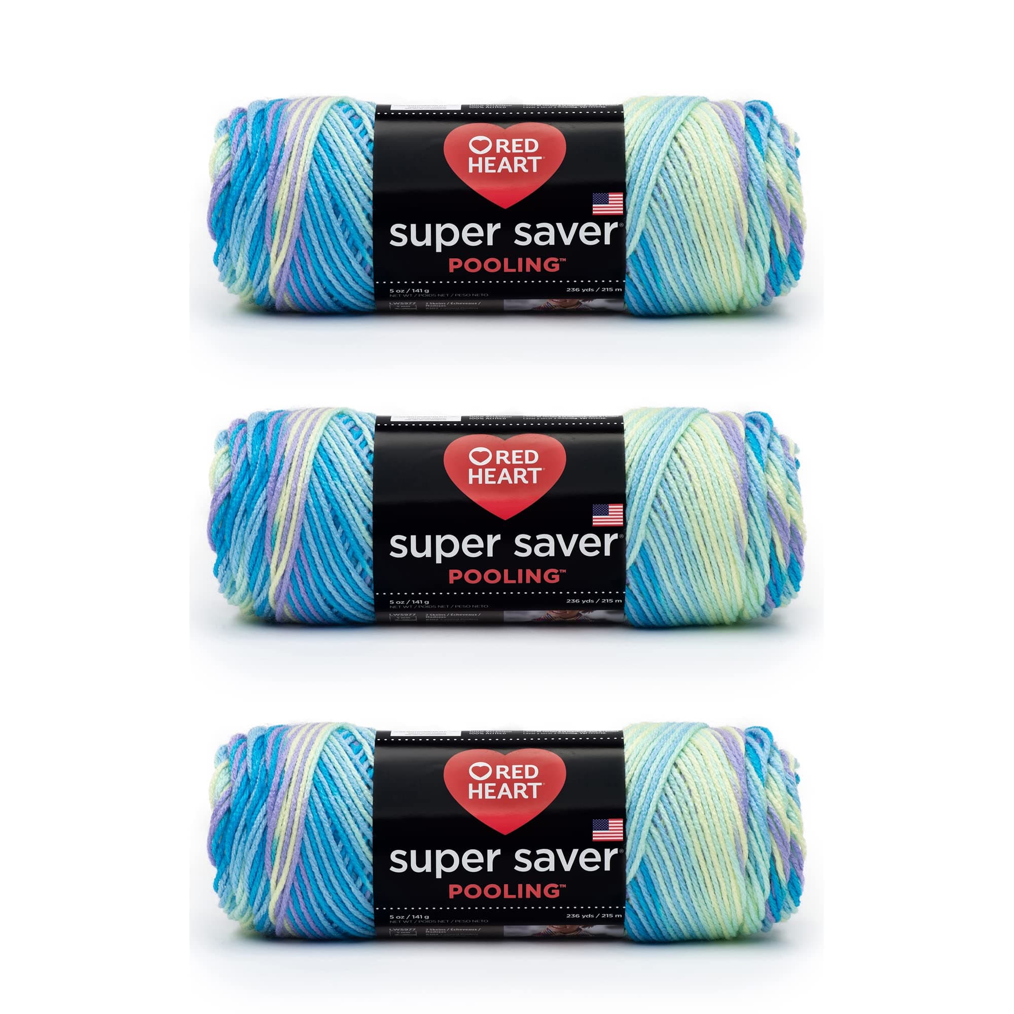 Red Heart Super Saver Yarn, Stillwater 3 Count