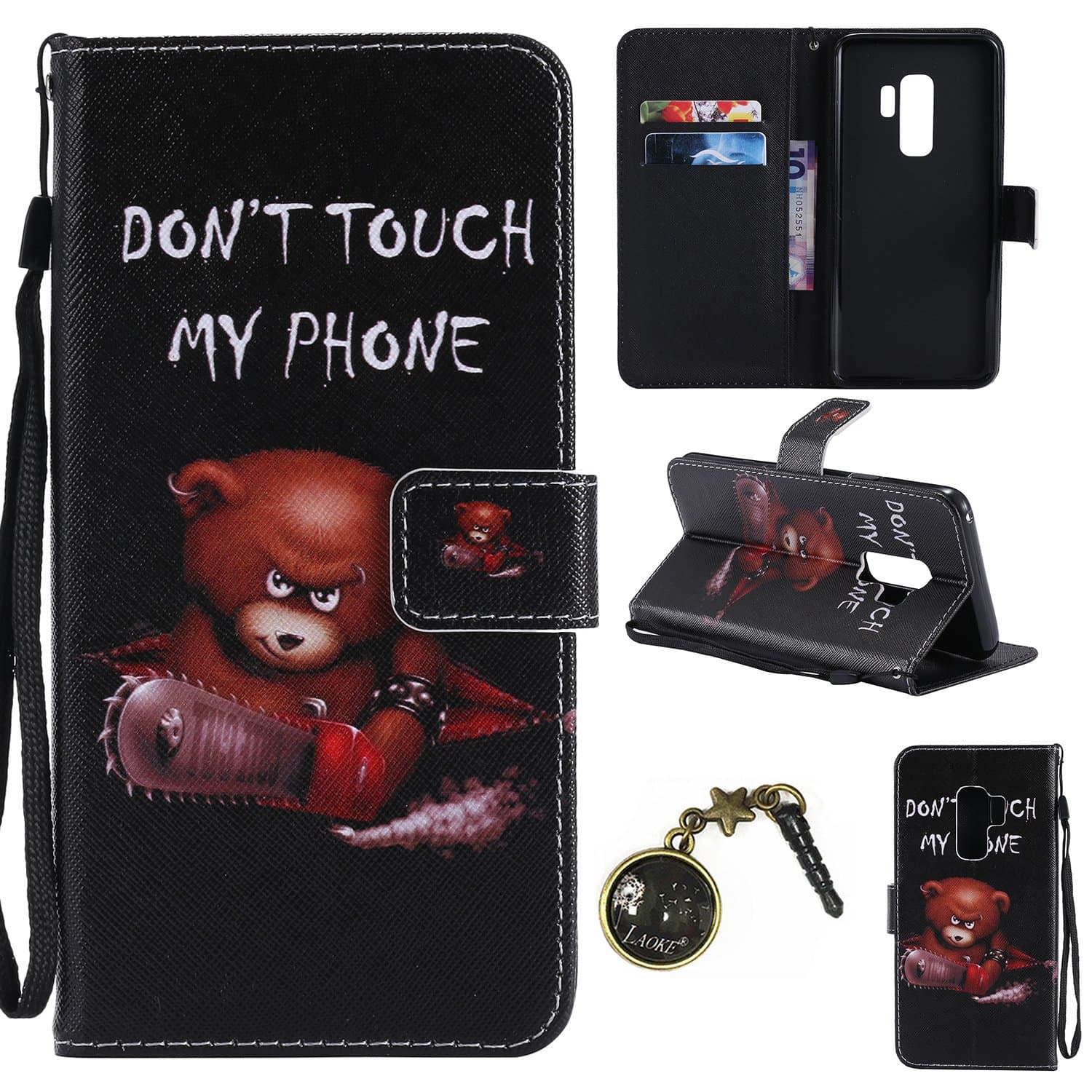 Smartphone, Galaxy S9 Plus case, genuine leather case for Samsung Galaxy S9 Plus, flip cover phone case, bookstyle with magnetic card slot, stand function