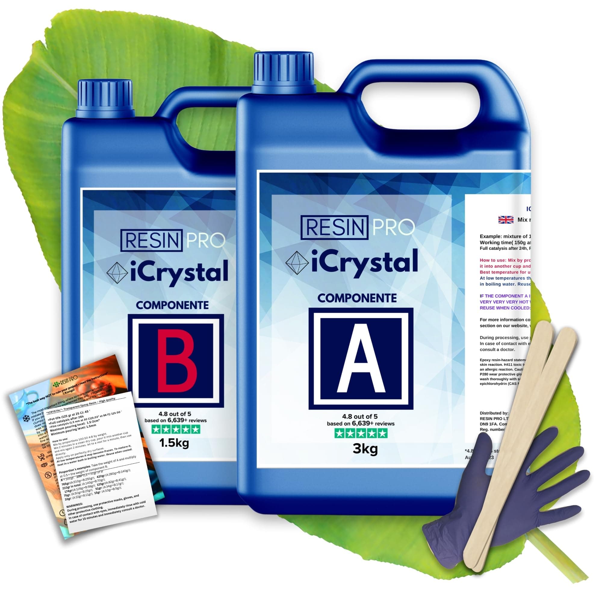 Resin Pro Crystal Clear Epoxy Resin - 4.5kg | Fast Drying, Non-Toxic Clear Epoxy Resin & Hardener for Wood, Fabric, Glass & Paper | DIY Art, Mould Casting, Jewellery Making, Coasters & Surface Coating