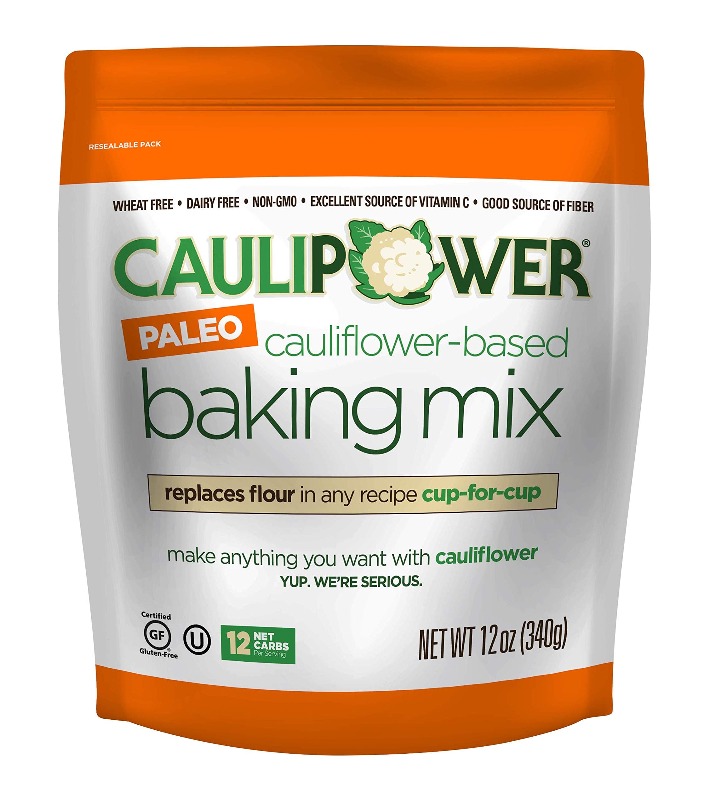 CAULIPOWER Cauliflower-Based Baking Mix, Paleo, 12 Oz, Paleo All-Purpose Vegetable-Based Flour, Gluten Free, Grain Free, Non-Gmo, Only 12 Net Carbs