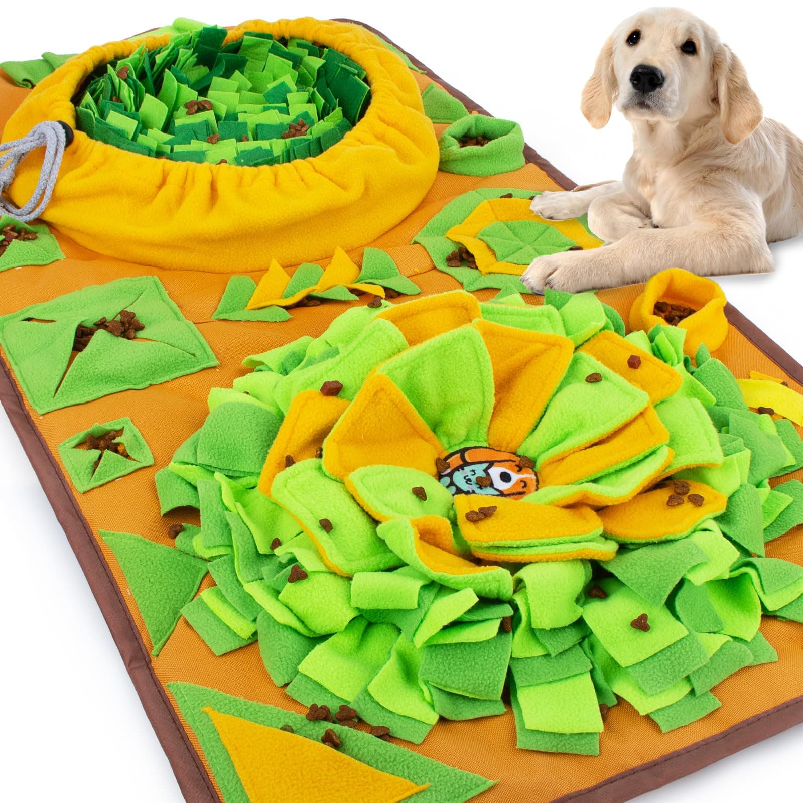 AWOOF Large Dog Snuffle Mat, Interactive Feeding Mat, 34.6 in x 19.6 in, Squeaker and Crinkle Paper, Non-Slip, Easy to Clean