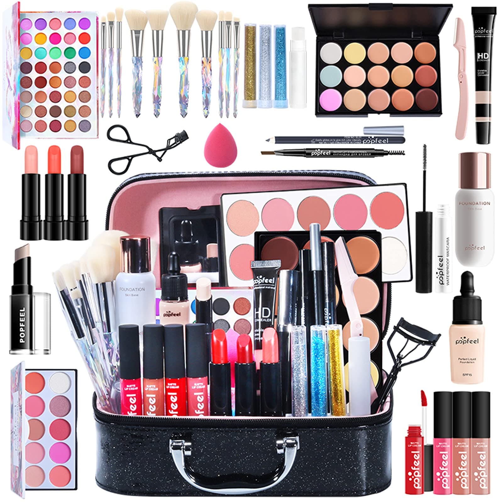All-in-One Makeup Kit for Women Full Set, 35Pcs Professional Make Up Kit for Teens & Adults, Complete Cosmetic Gift Set With Eyeshadow Blush Lipstick Concealer, Starter Bundle Set for Girls