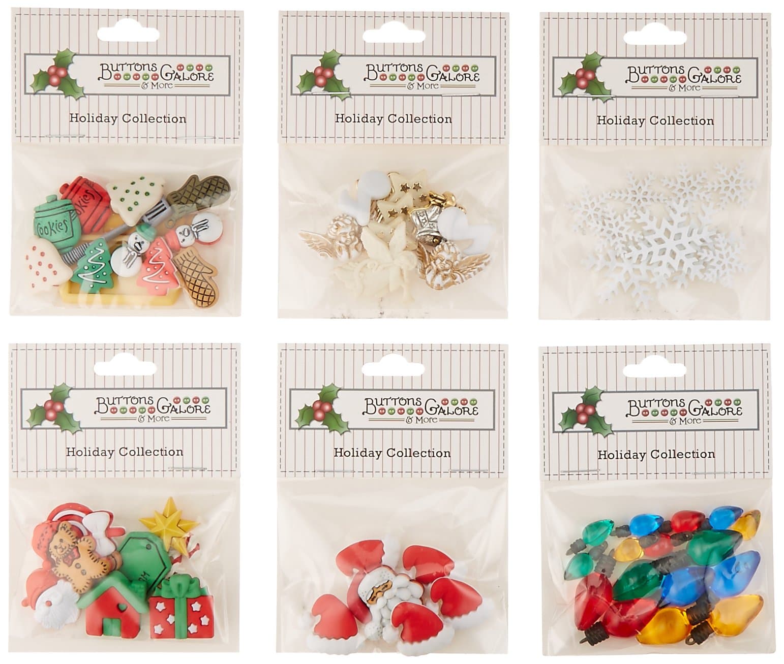 Buttons Galore Christmas Button Theme Packs-Set of 6