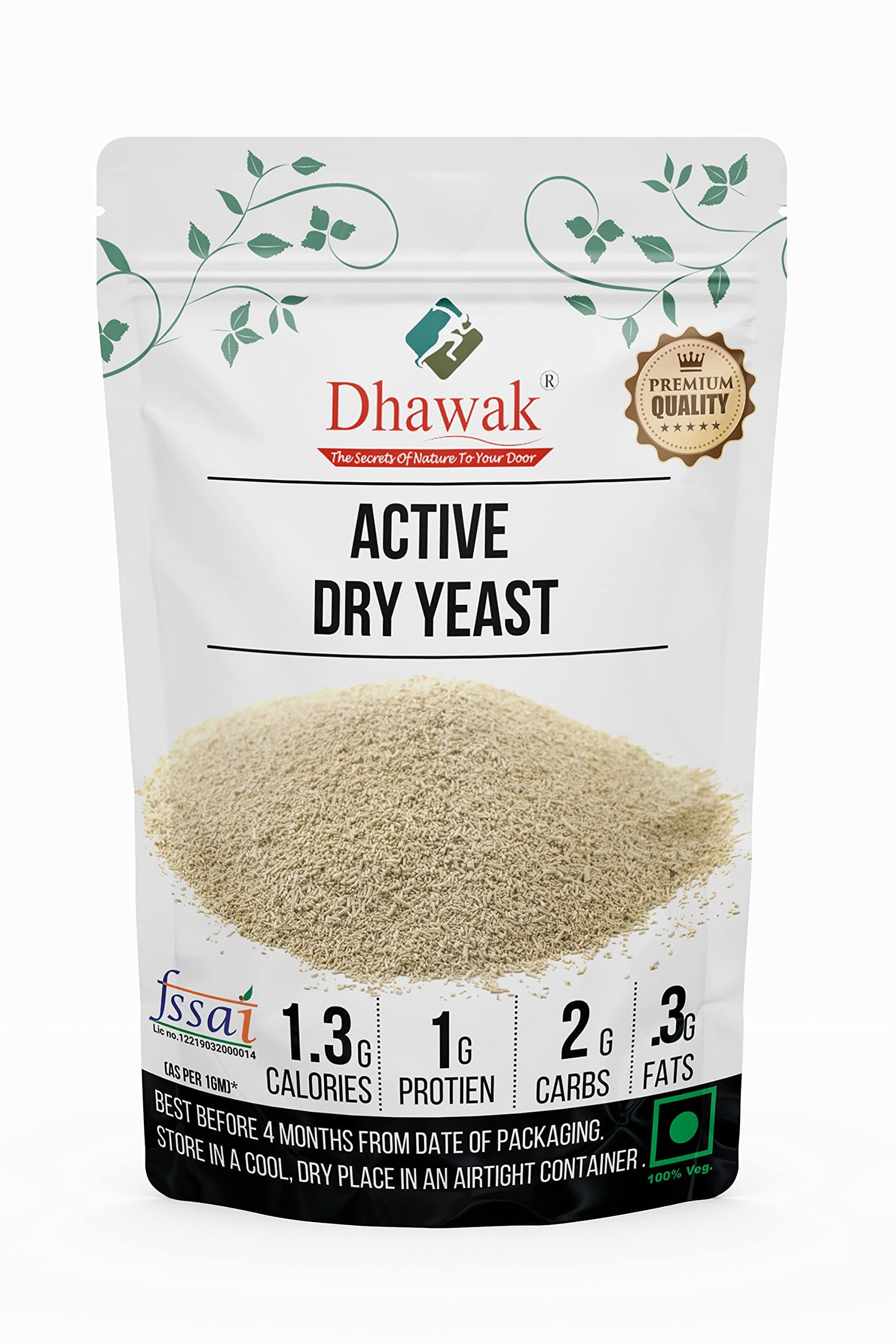 Dhawak Active Dry Yeast Powder, Instant Yeast, Yeast for Baking Pizza, Yeast for Breads, Dry Yeast (200)