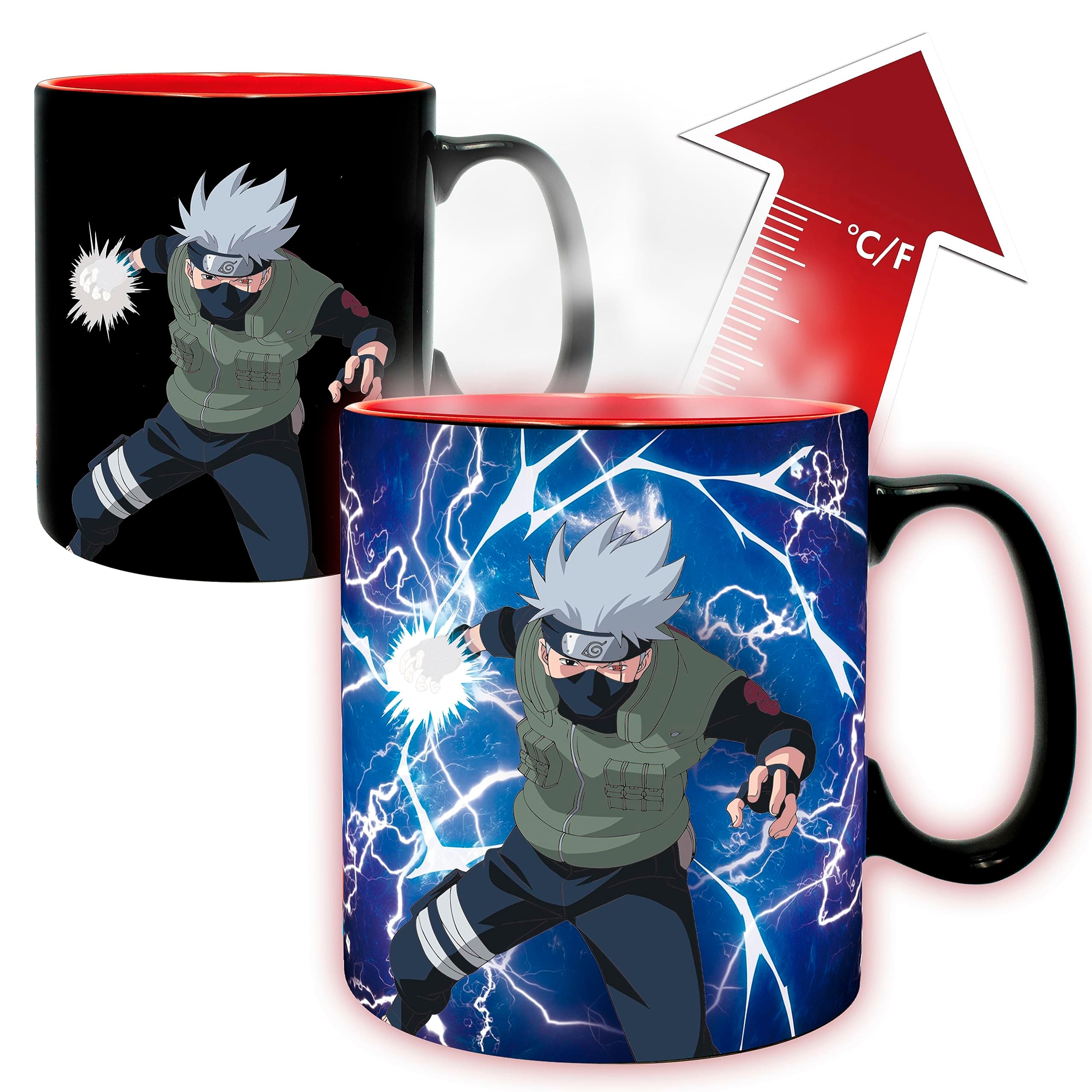 ABYSTYLE Naruto Shippuden Sharingan Heat Change Ceramic Color Changing Coffee Tea Mug 16 Oz. Anime Manga Drinkware Home & Kitchen Gift