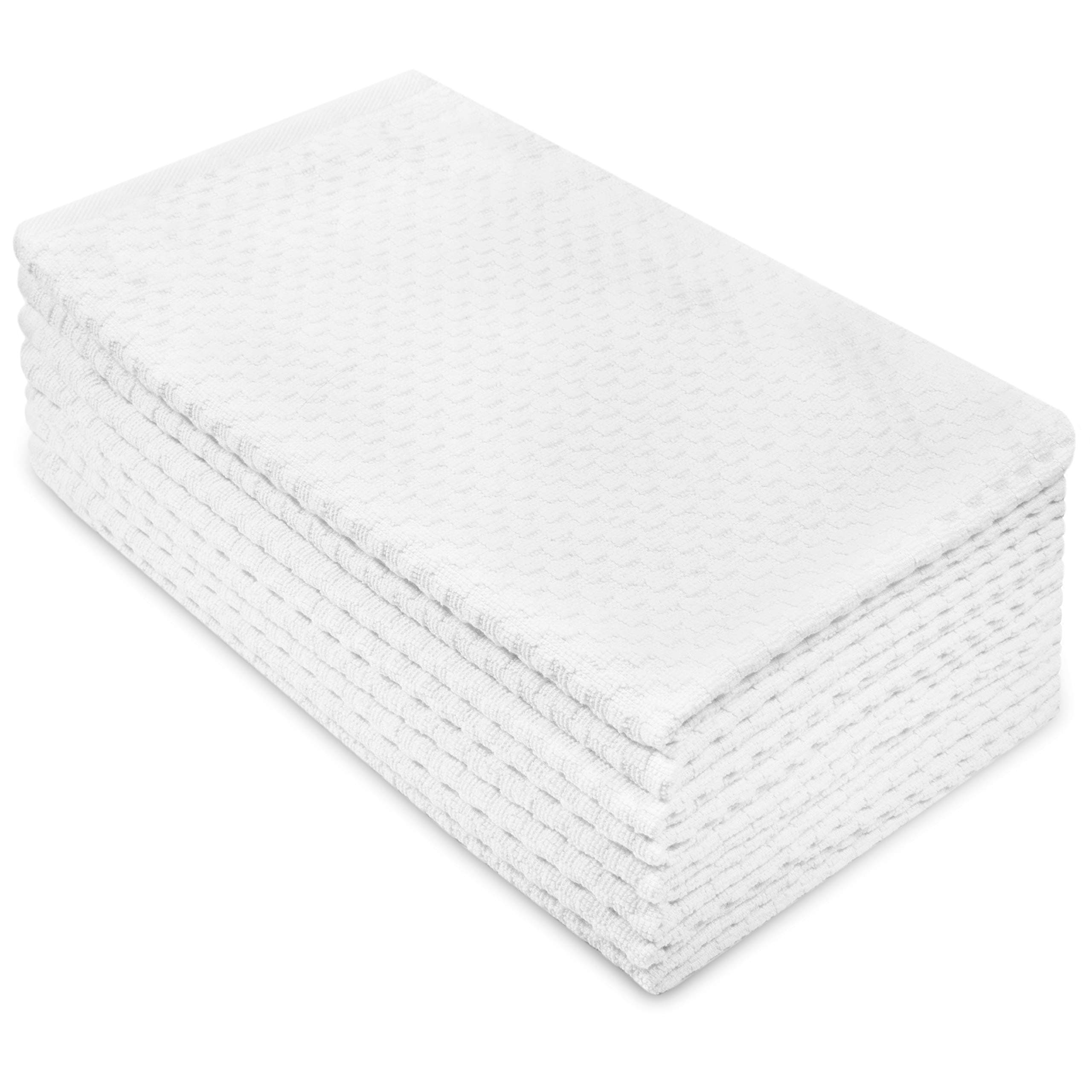 COTTON CRAFT - 8 Pack - Euro Cafe Waffle Weave Terry Kitchen Towels - 41x71 cms - White - 400 GSM quality - 100% Ringspun 2 Ply Cotton - Highly Absorbent Low Lint - Multi PurposeOEKO-TEX STANDARD 100