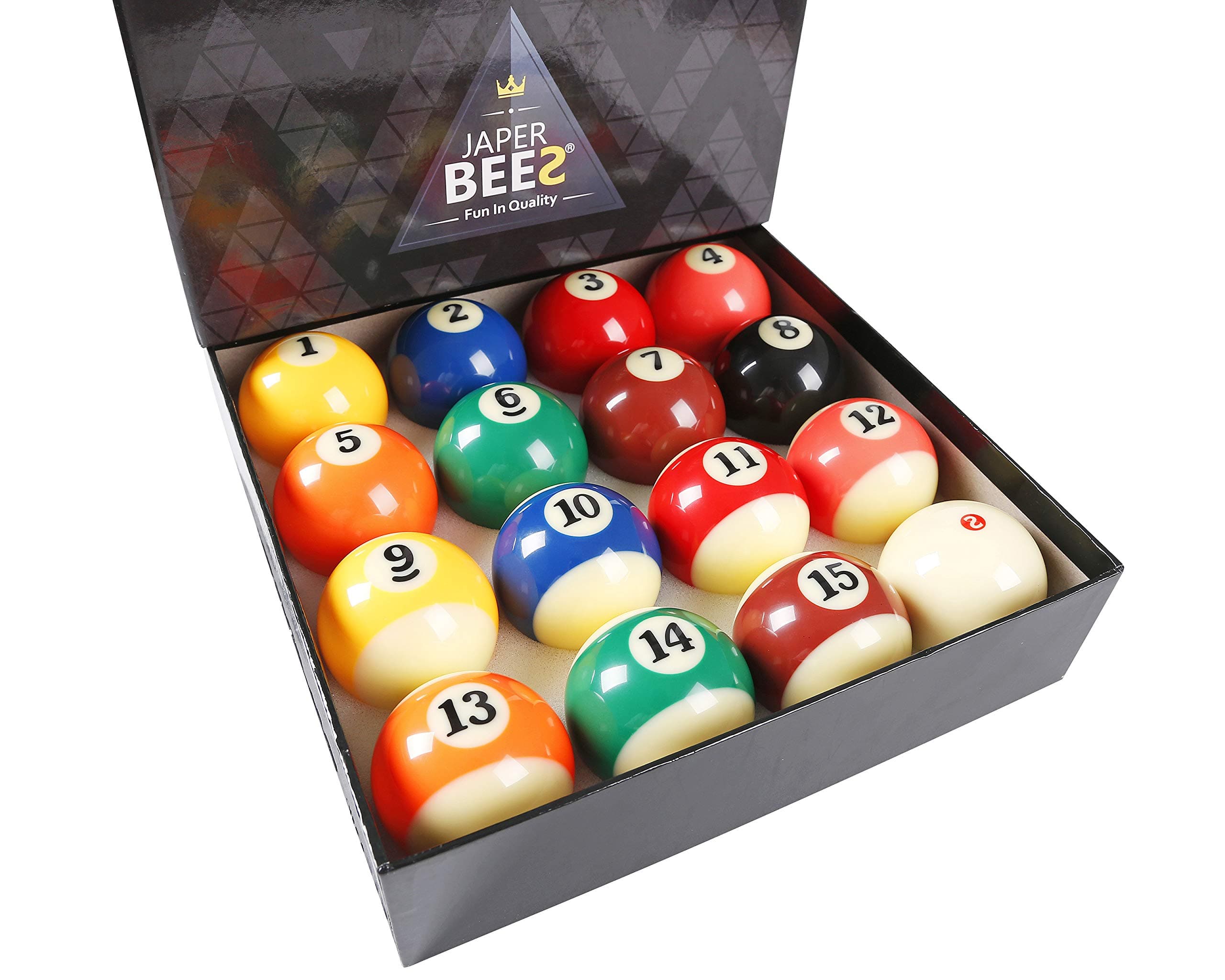 - JAPER BEES Billiard Ball/Pool Ball Set Complete 16balls 2-1/4" Regulation Size&Weight Resin Ball