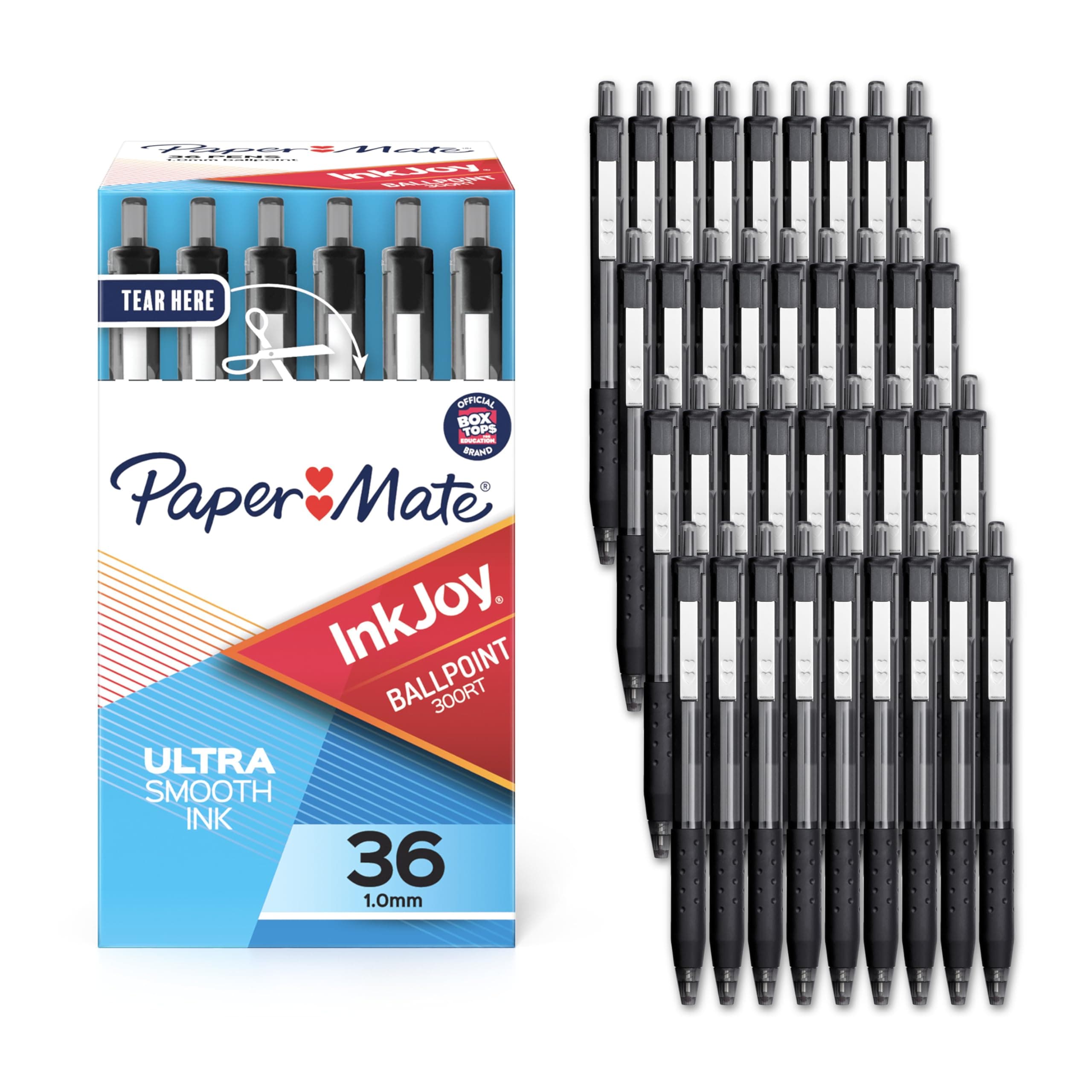 Paper Mate InkJoy 300RT Retractable Ballpoint Pens, Medium Point (1.0mm), Black Ink, 36 Count - Office Supplies, Journaling, Writing, Note-Taking