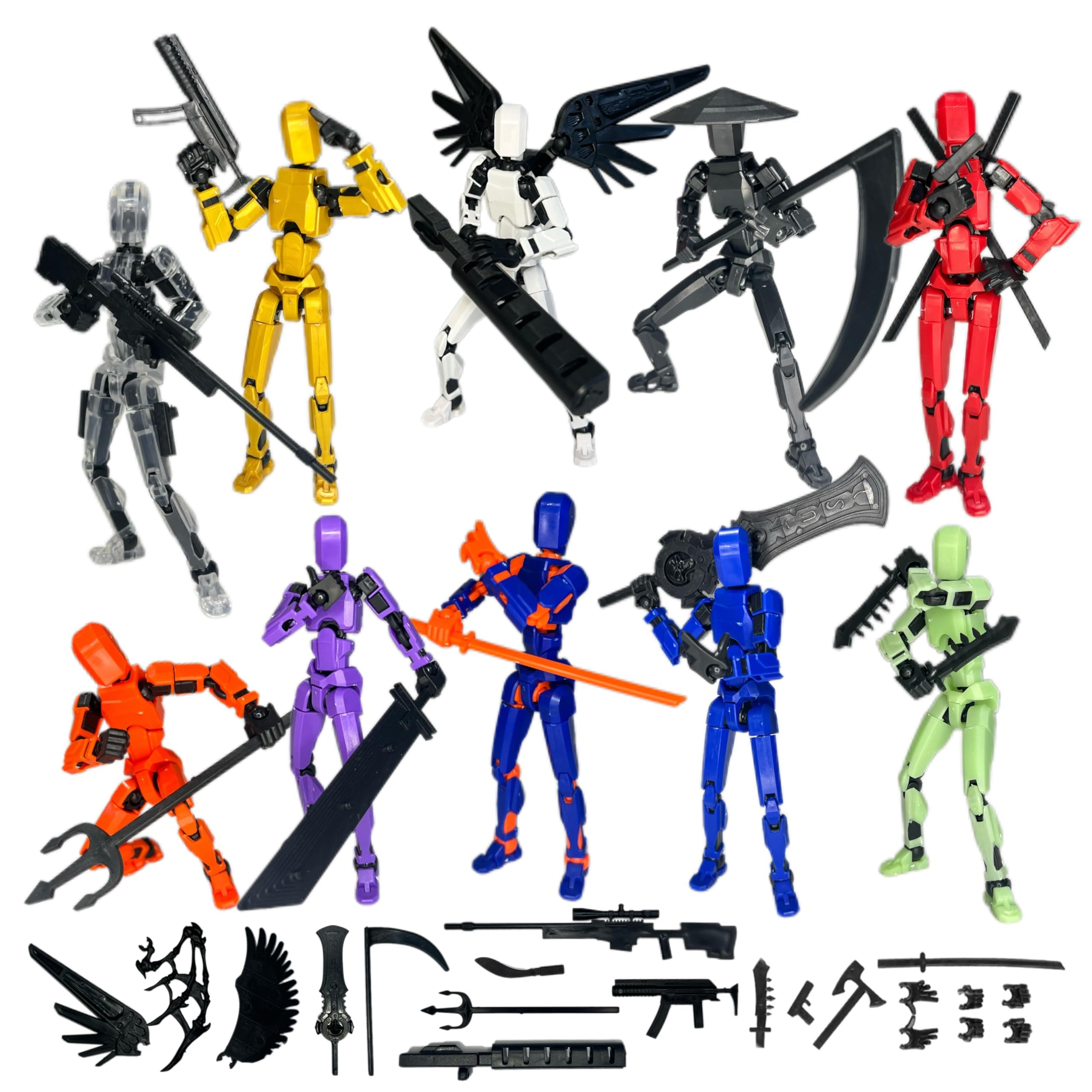 (Assembly Completed) 10 Packs Titan13 Action Figure Set, Dummy 13 3d Printed ActionFigure Toy Gifts for Kids, Robot 13 Action Figure Full Body Mechanical Doll Christmas Birthday Gift for Boys Girls