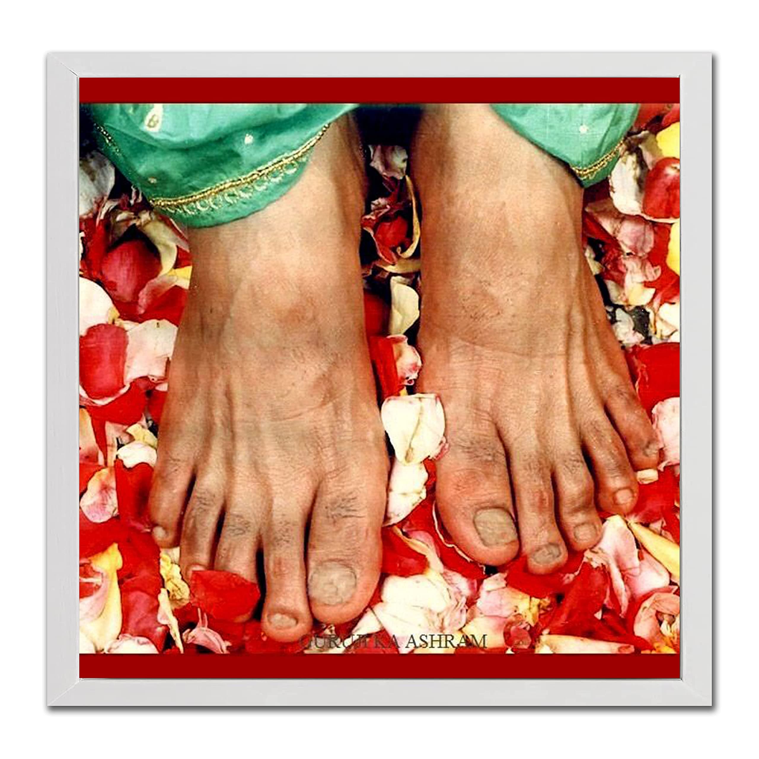 Guruji Charan Swaroop Photo Frame with Front Glass - D05 (White, 5 X 5 Inch)