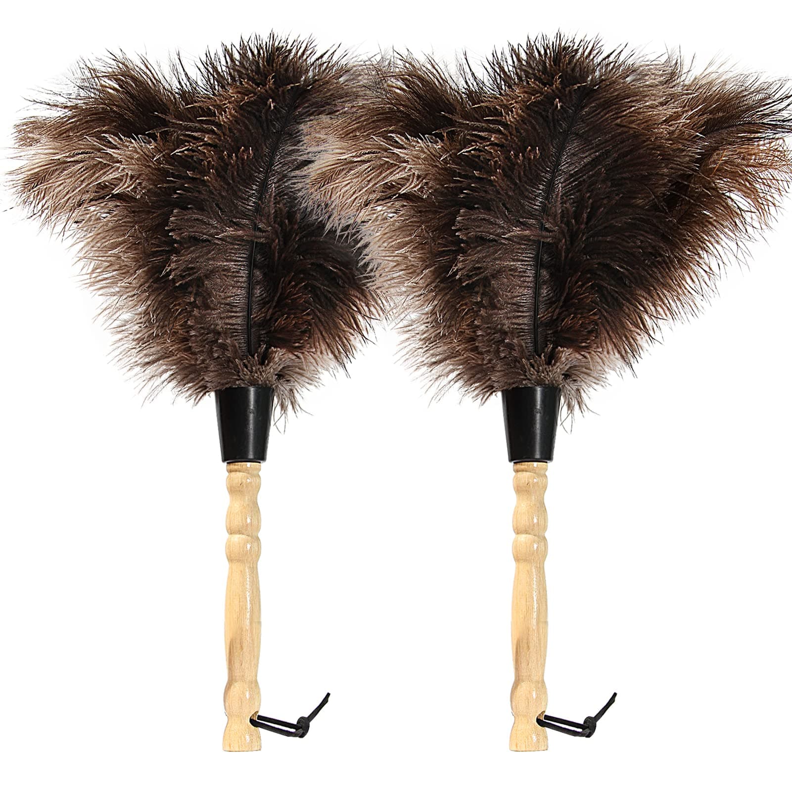 Ostrich Feather Duster 14 inch Feather Duster Fluffy Natural Genuine Ostrich Feathers with Wooden Handle and Eco-Friendly Reusable Handheld Ostrich Feather Duster for Cleaning Supplies