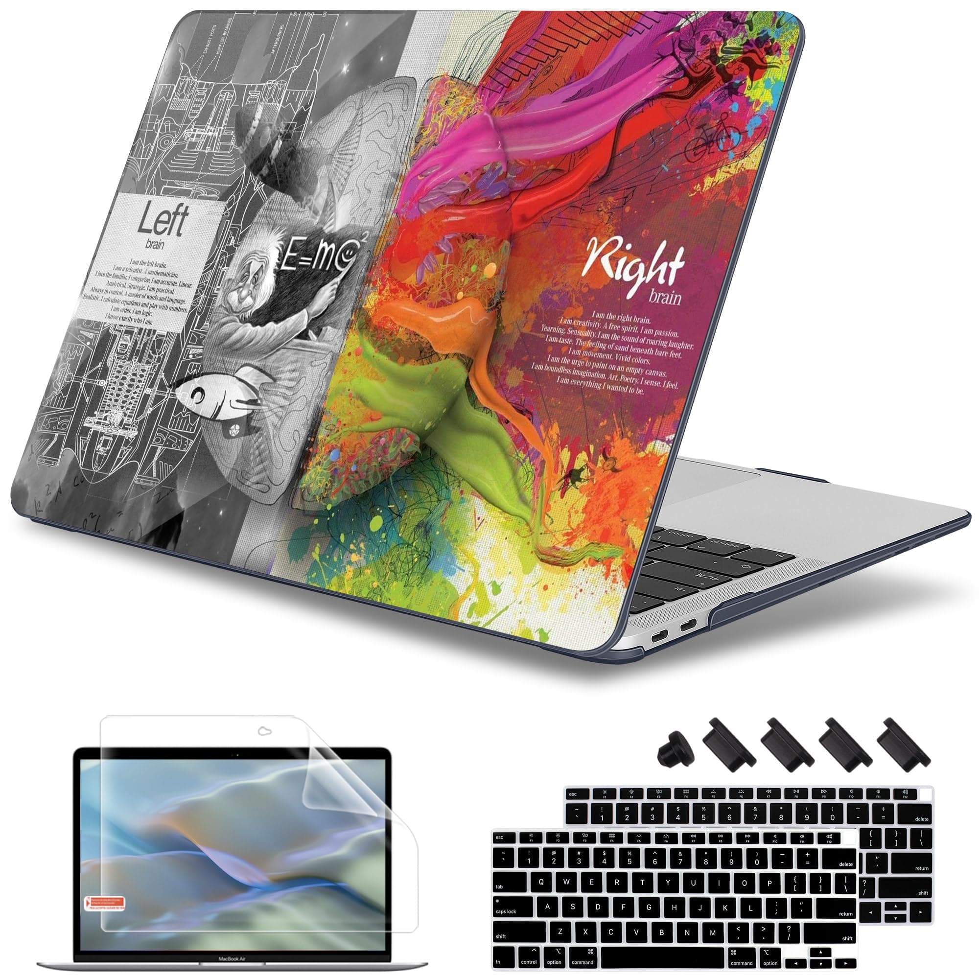 May Chen Compatible with New MacBook Air 13 inch Case 2021, 2020 2019 2018 Release Model: M1 A2337 A2179 A1932, Plastic Hard Shell Case Cover for Mabook Air 13 inch with Retina Dispaly, Brain