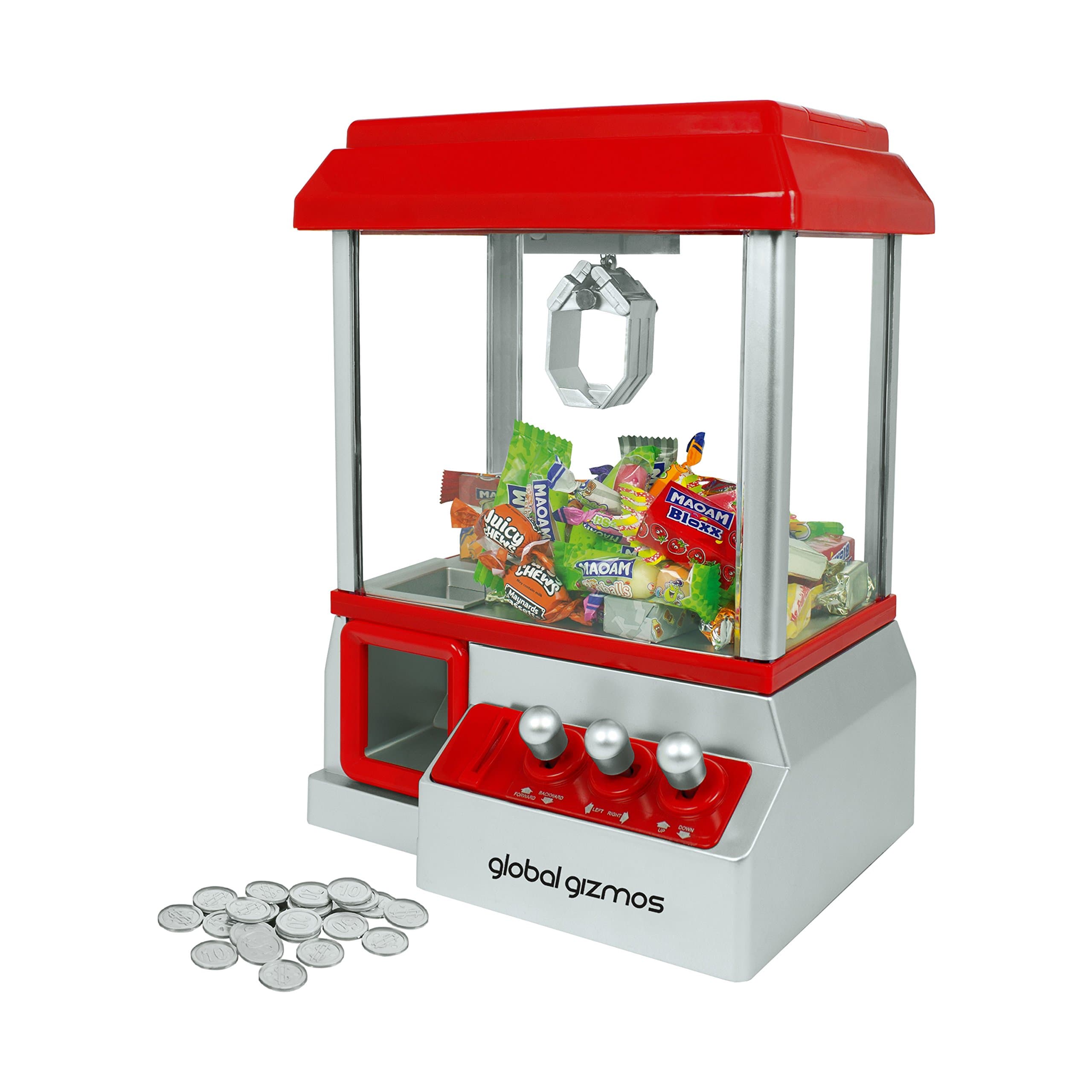 Global Gizmos Claw Machine/Vending Machine Toy Retro Arcade Claw Machine For Kids/Candy Grabber Machine/Battery Operated and Coins Included (26x35x19.5cm)