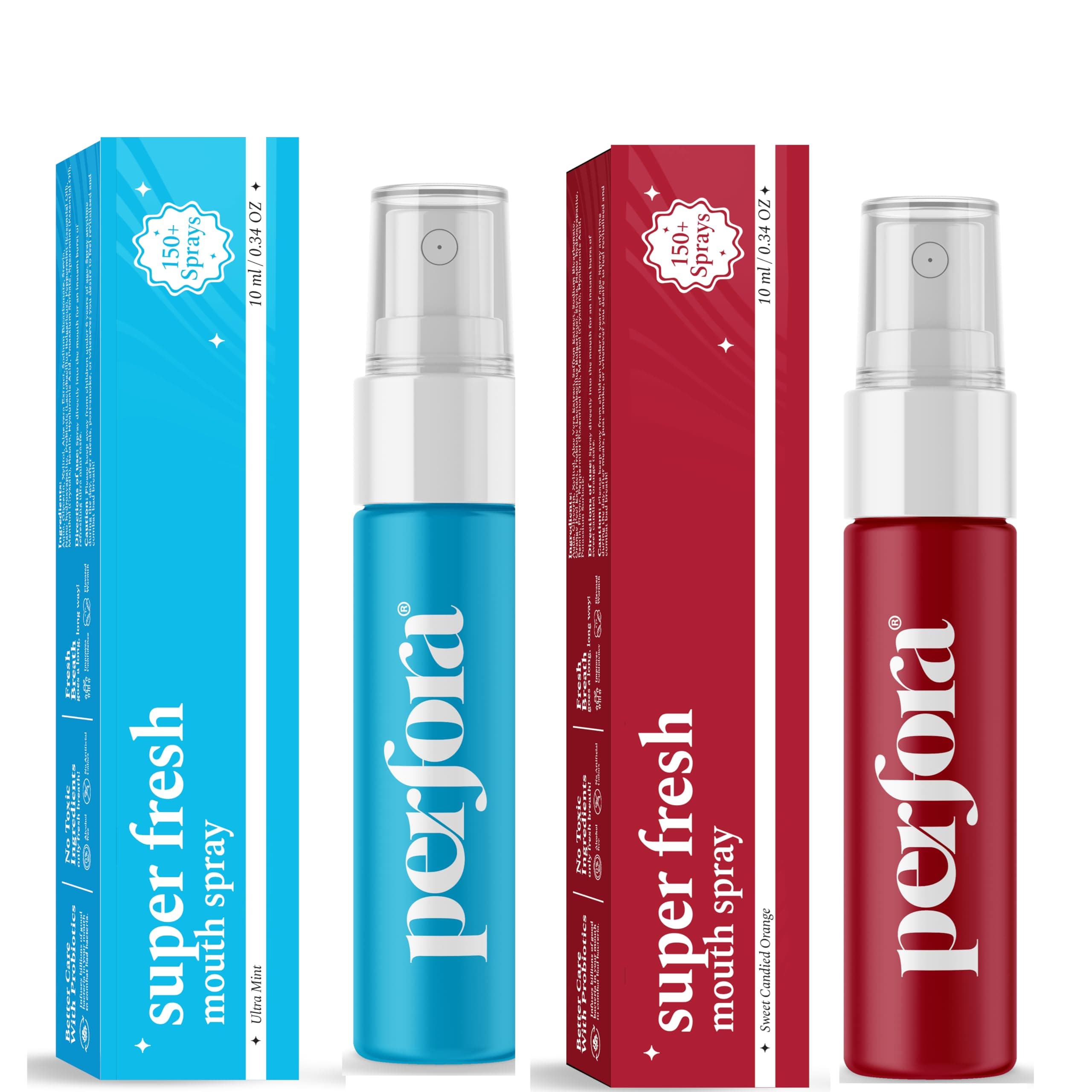 Super Fresh Assorted Mouth Spray | Instant Fresh Breath, Alcohol-Free, Teeth Remineralization, SLS-Free | 10 ml x 2