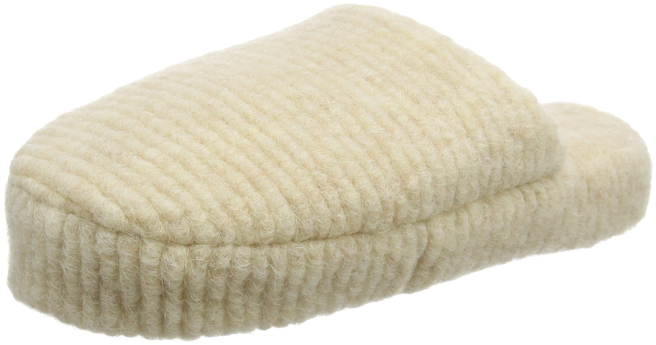 Women's Waffle Natural Wool Mule Open Back Slippers, Beige