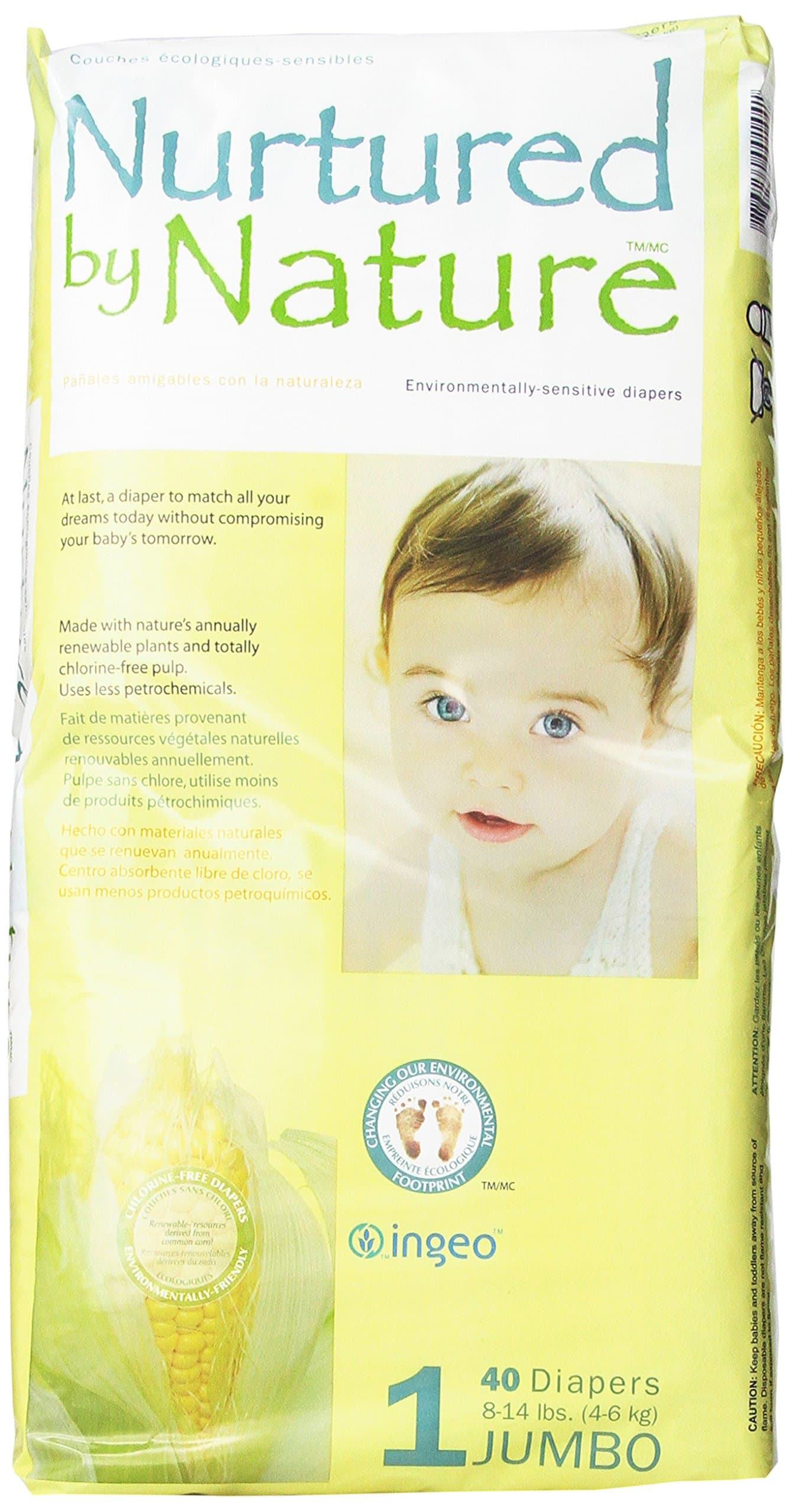 Nurtured by Nature Environmentally-Sensitive Diapers, Size 1, 40 Count (Pack of 4)