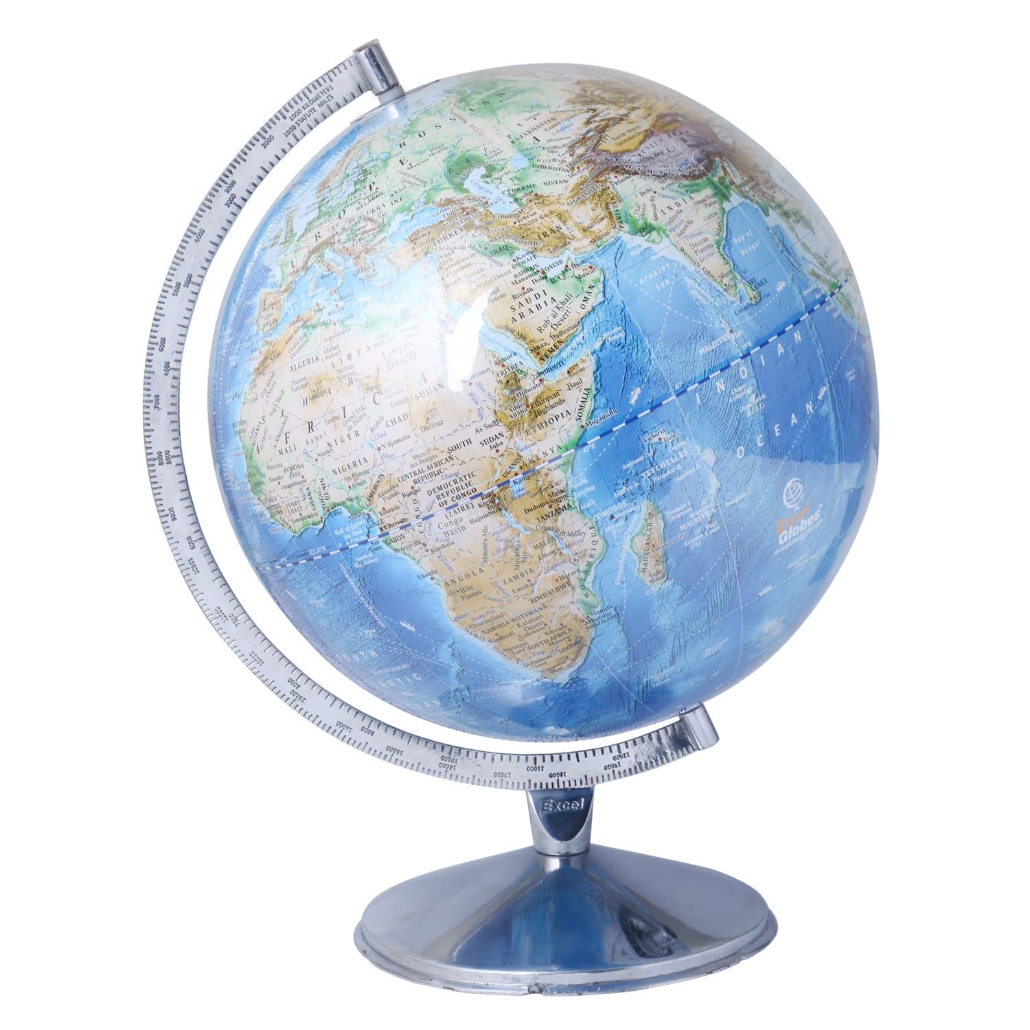 Excel Globes Physical Steel Arc And Base 16 Inch Big Size Globe/ World Globe/Globe For Students/Physical Globe/Office Decor