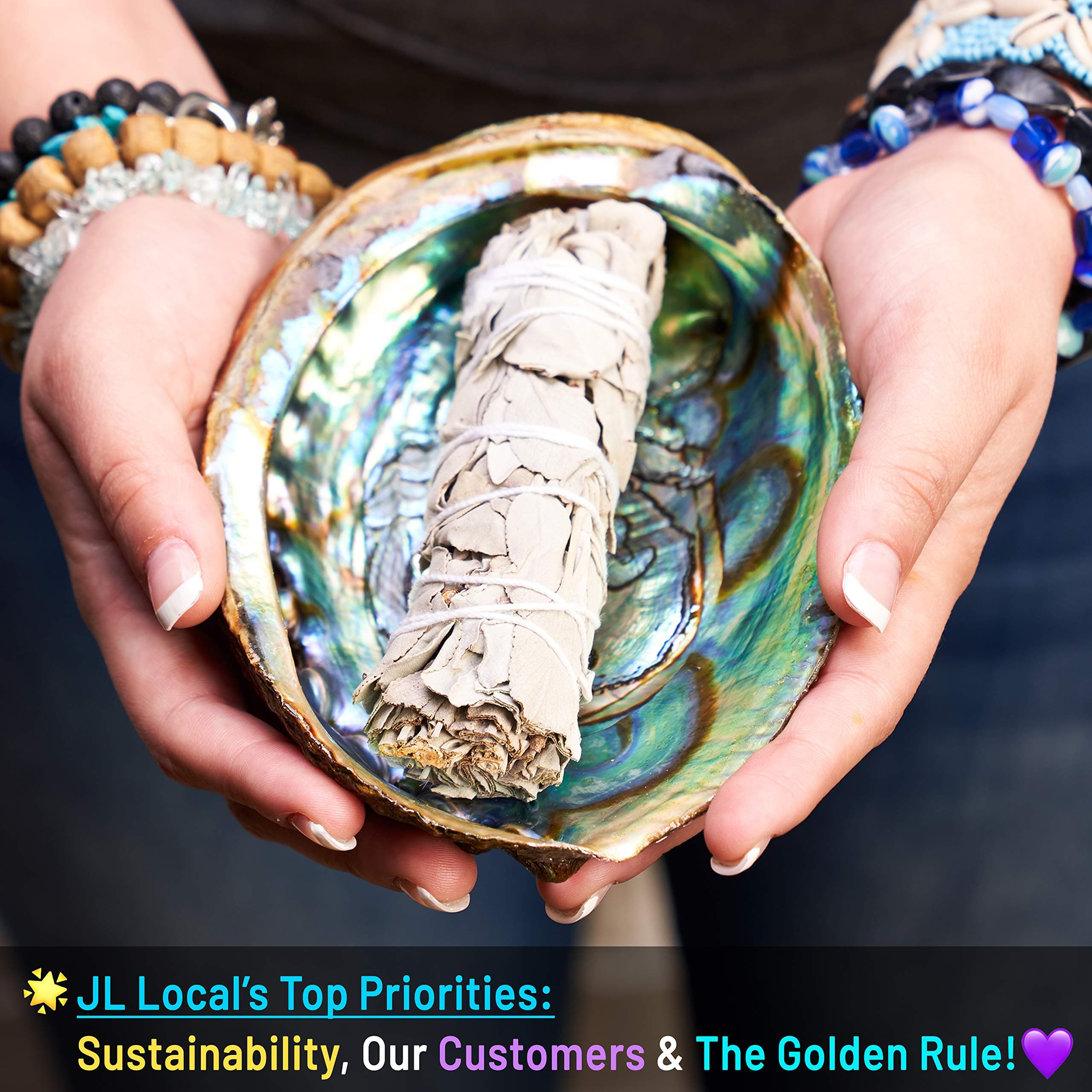 JL Local White Sage Smudging Kit Smudge Stick Gift Kit + Instructions & Blessing for Beginners