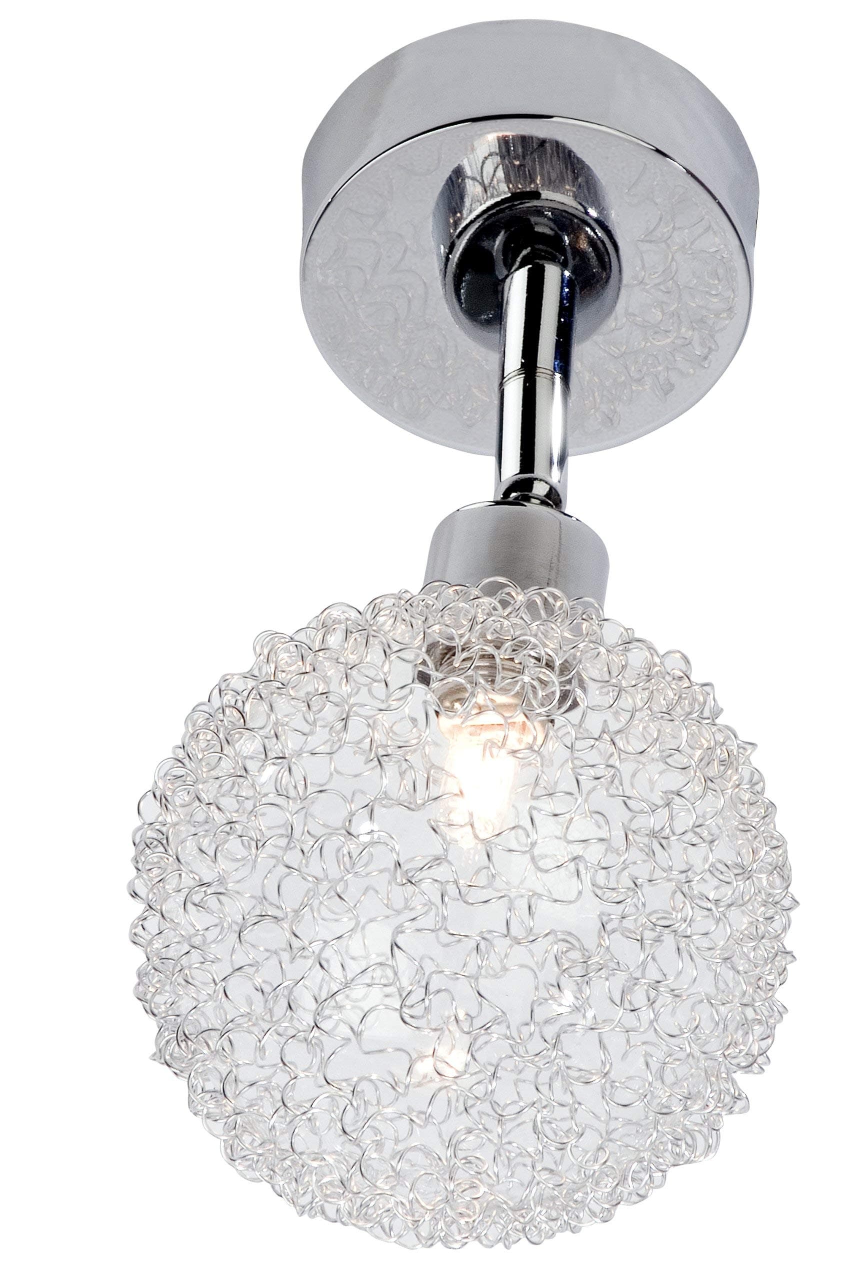83360106 Spider Halogen Spotlight Overhang 22 cm Ball Diameter 10 cm Chrome/Glass Ball with Wire Mesh 1 Bulb