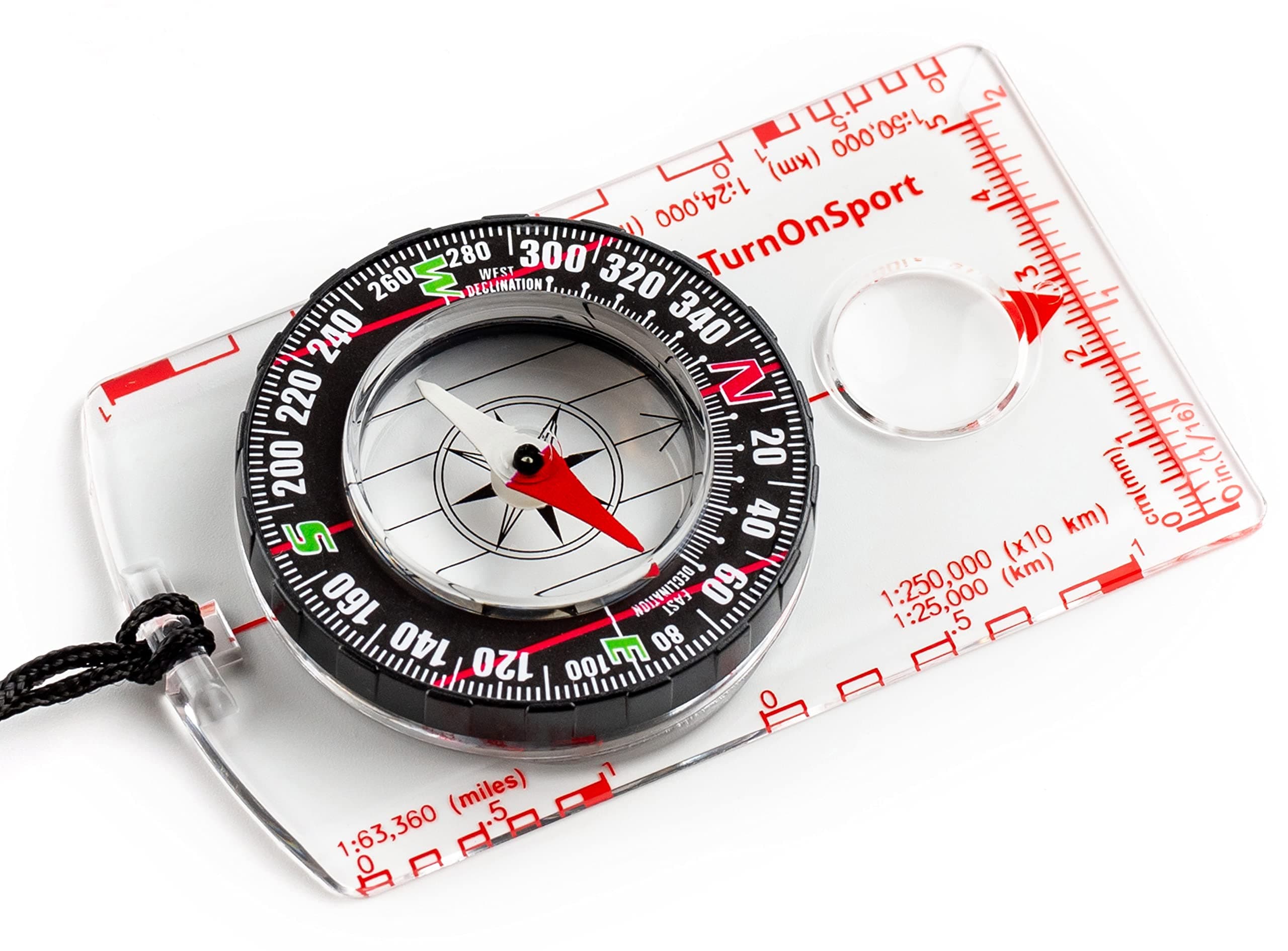 TurnOnSport Orienteering Compass - Advanced Scout Compass for Hiking, Camping, and Backpacking - Best Survival Gifts for Kids