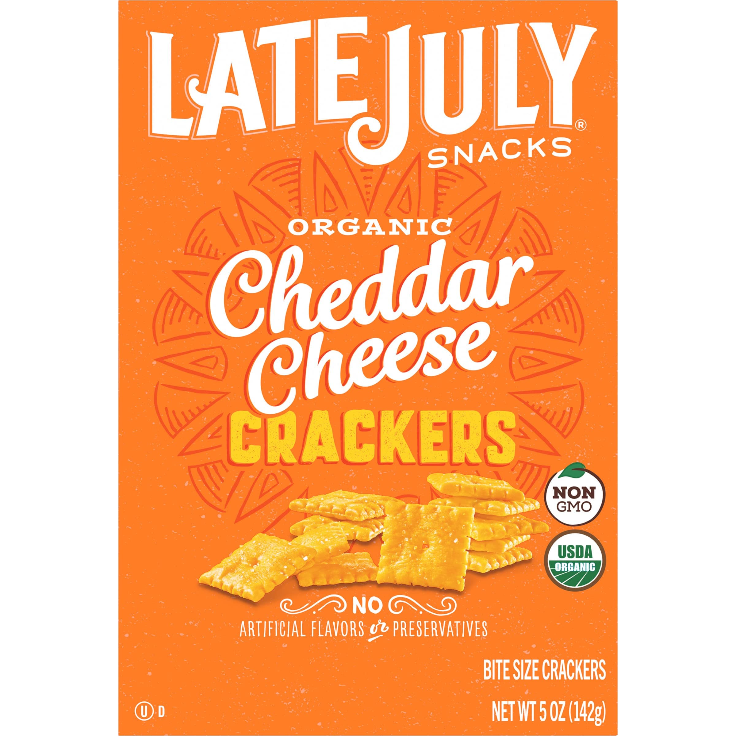 Late July Organic Bite Size Cheddar Cheese Crackers, 5 Oz, Pack of 12
