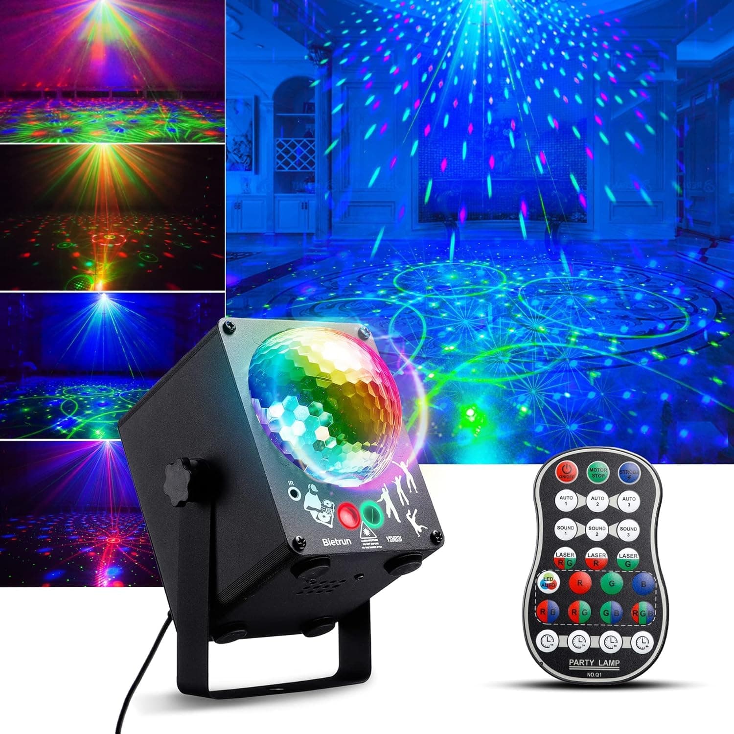 Party Dj Disco Stage Light, Sound Activated Strobe Stage Lights, LED RGB Rave Flashing Lights with Remote Control for Parties Birthday Gift Wedding Karaoke Bar Club Dance Home Halloween Decorations